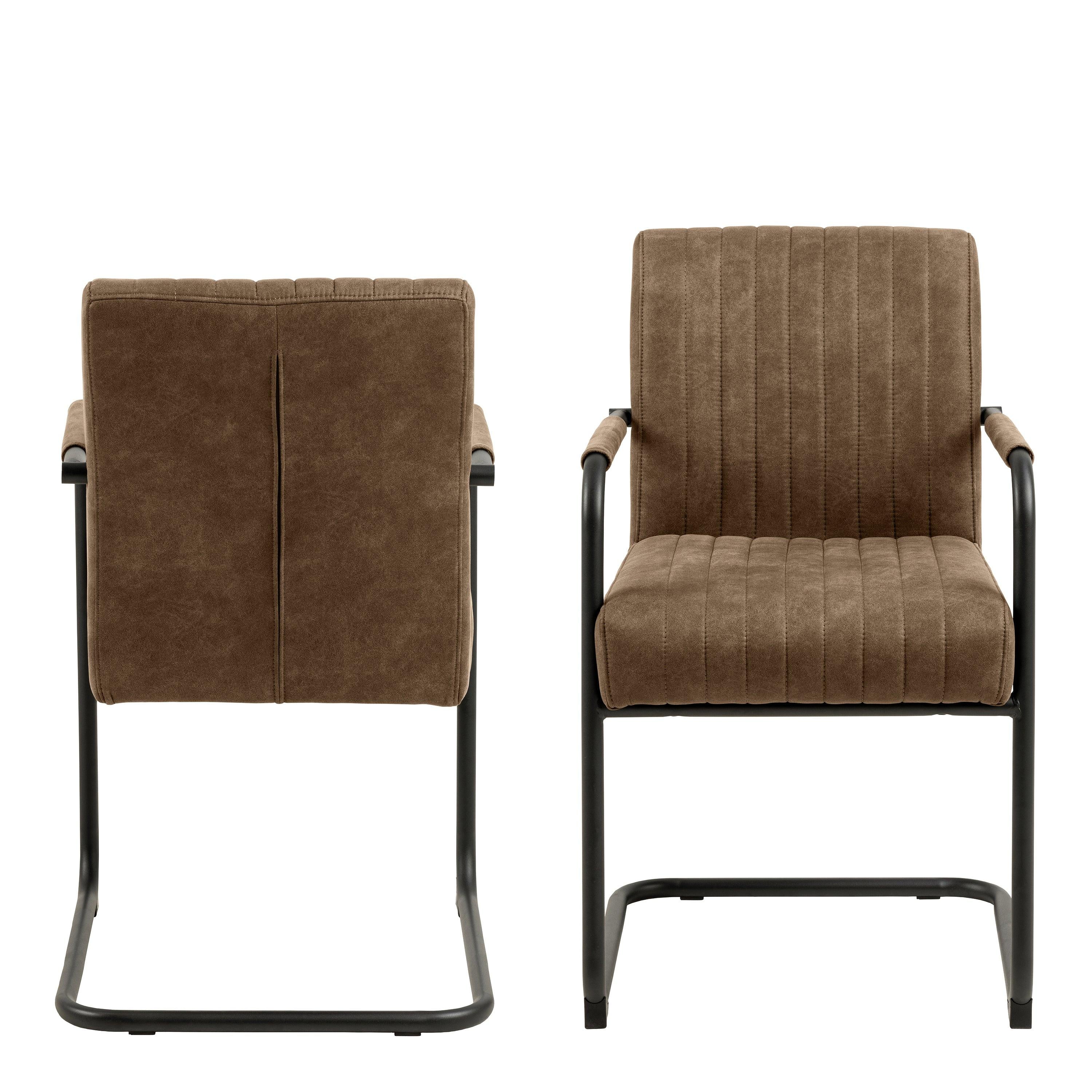 Adele Dining Chair in Light Brown Fabric Set of 2 - image 2