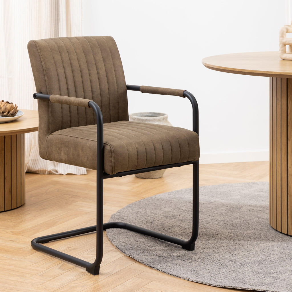 Adele Dining Chair in Light Brown Fabric Set of 2 - image 5