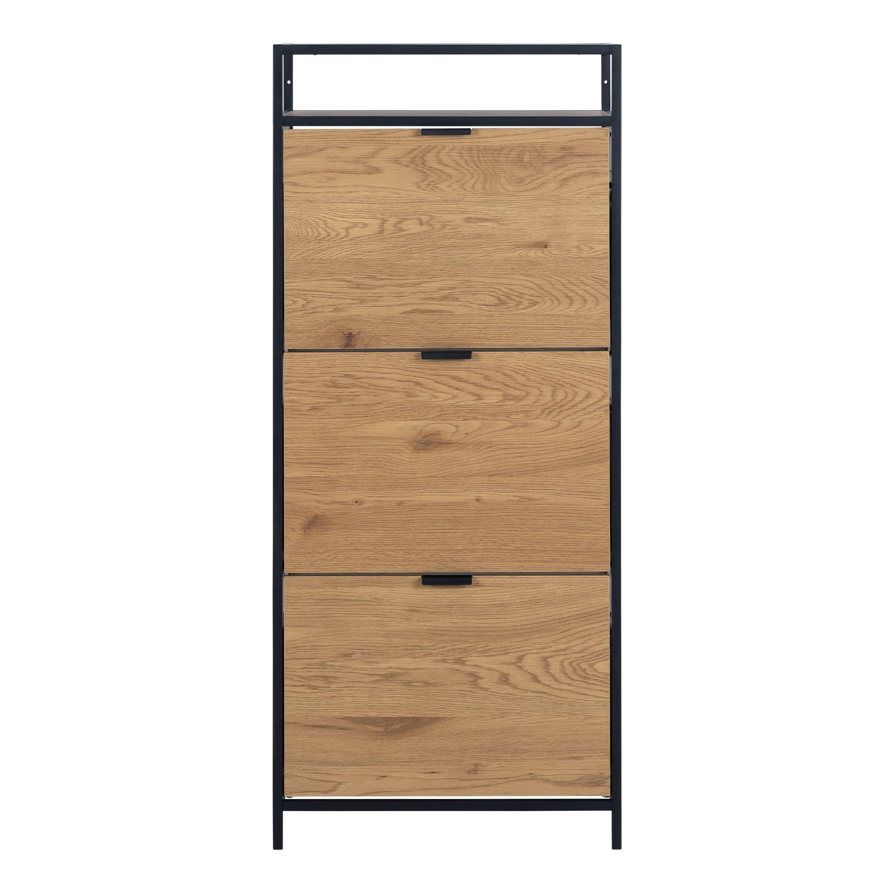 Seaford Shoe Cabinet in Black and Oak - image 2