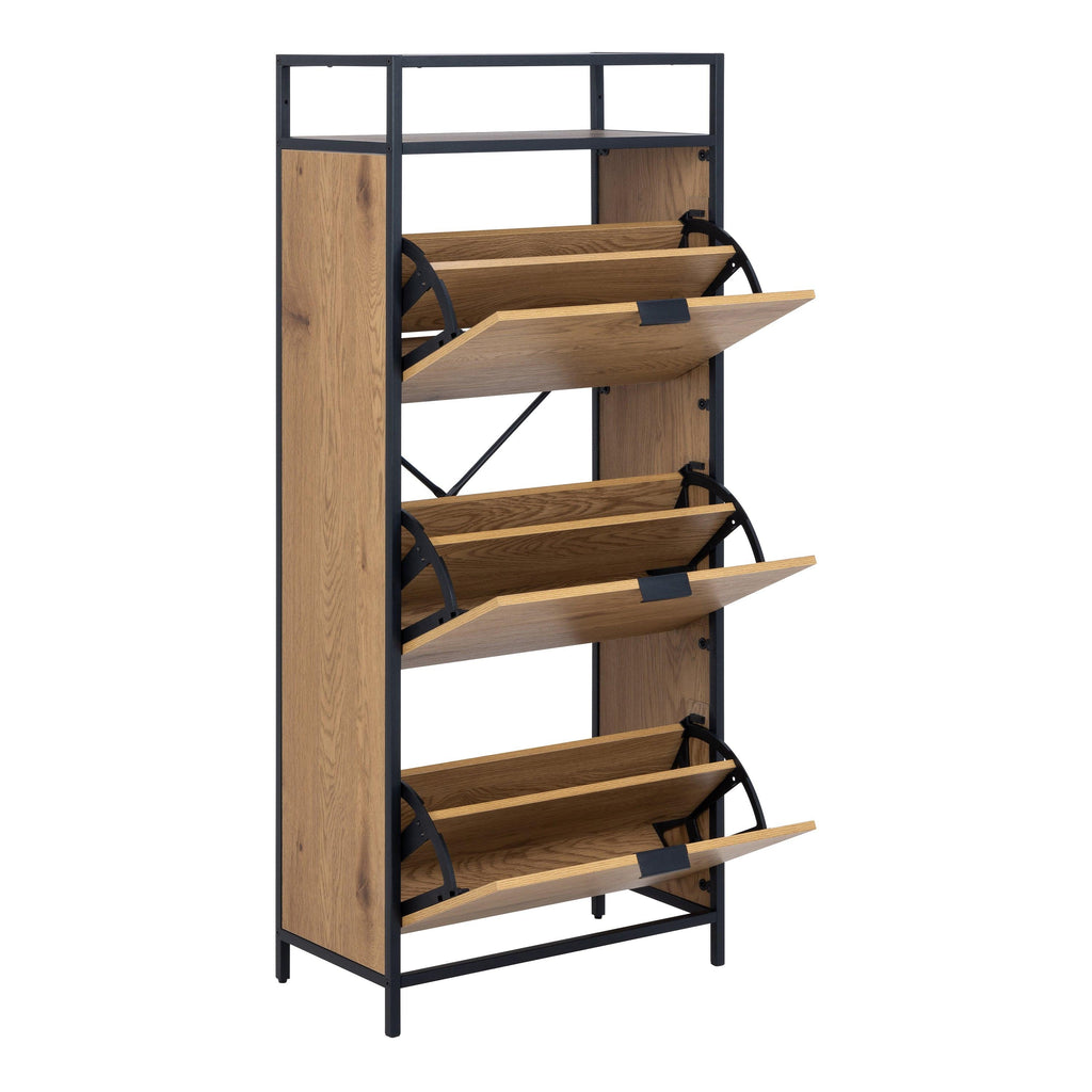 Seaford Shoe Cabinet in Black and Oak - image 4