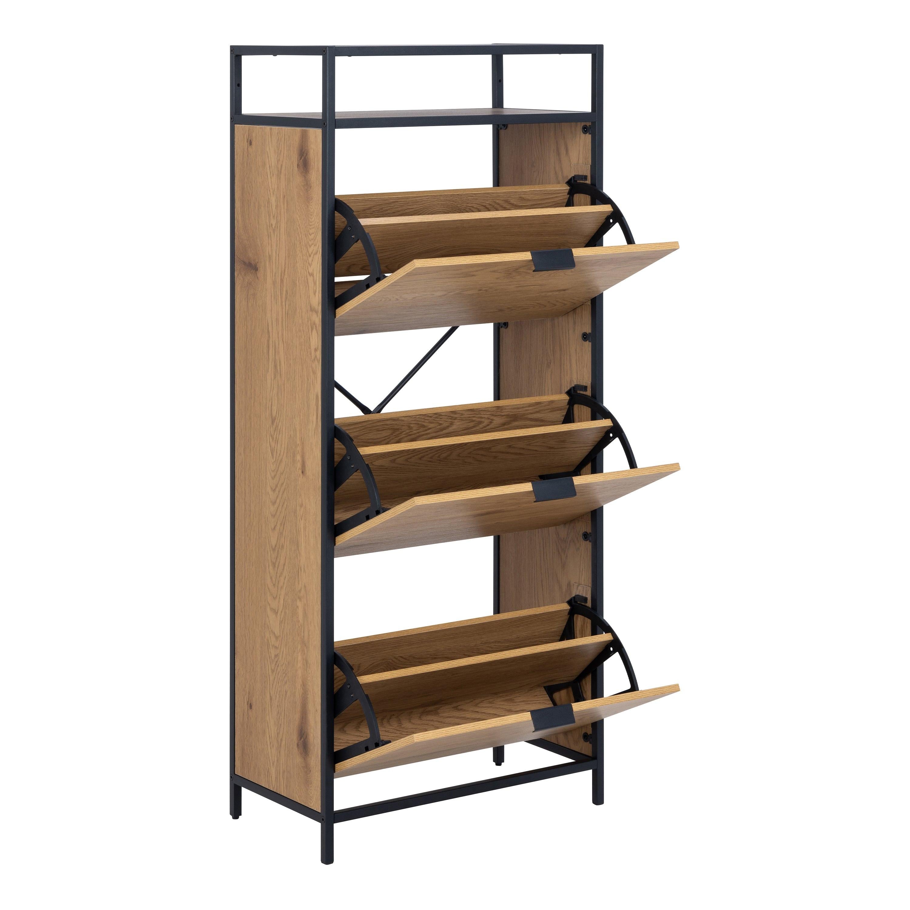 Seaford Shoe Cabinet in Black and Oak - image 4