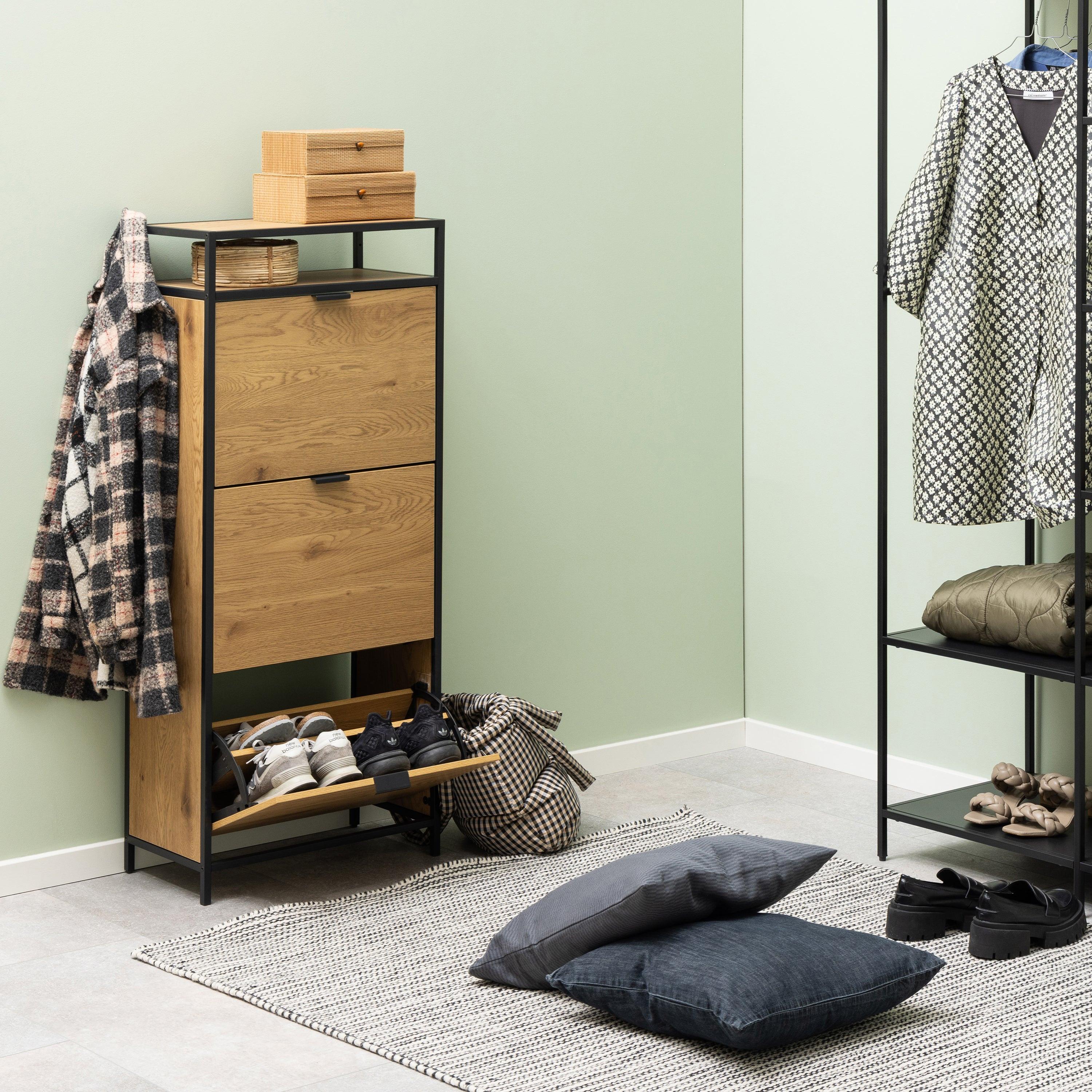Seaford Shoe Cabinet in Black and Oak - image 5