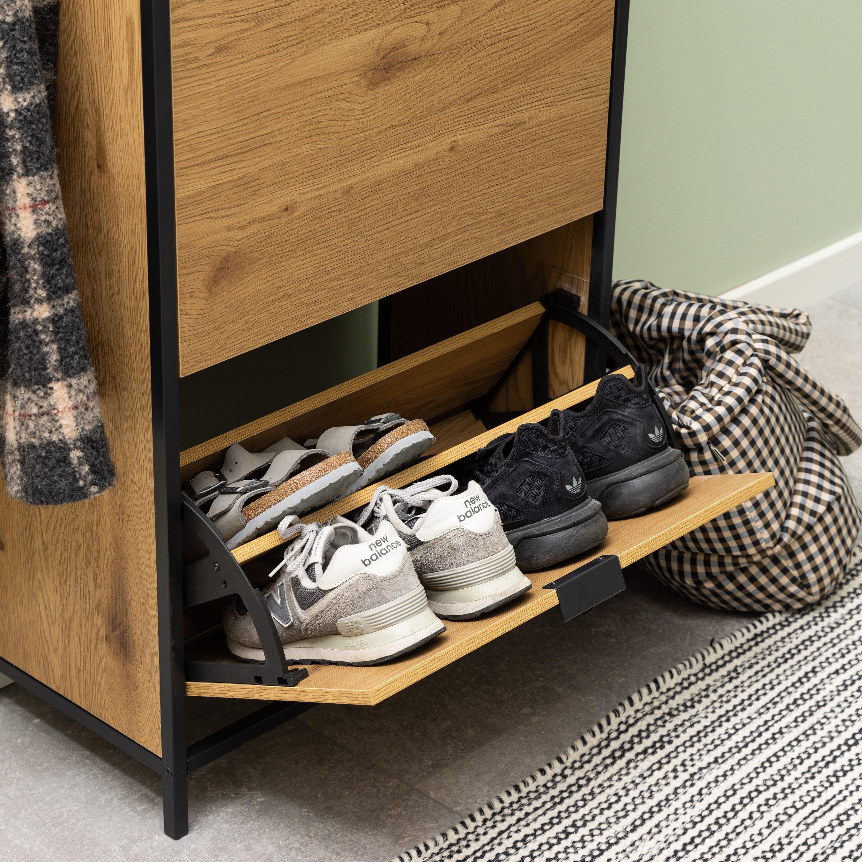 Seaford Shoe Cabinet in Black and Oak - image 6