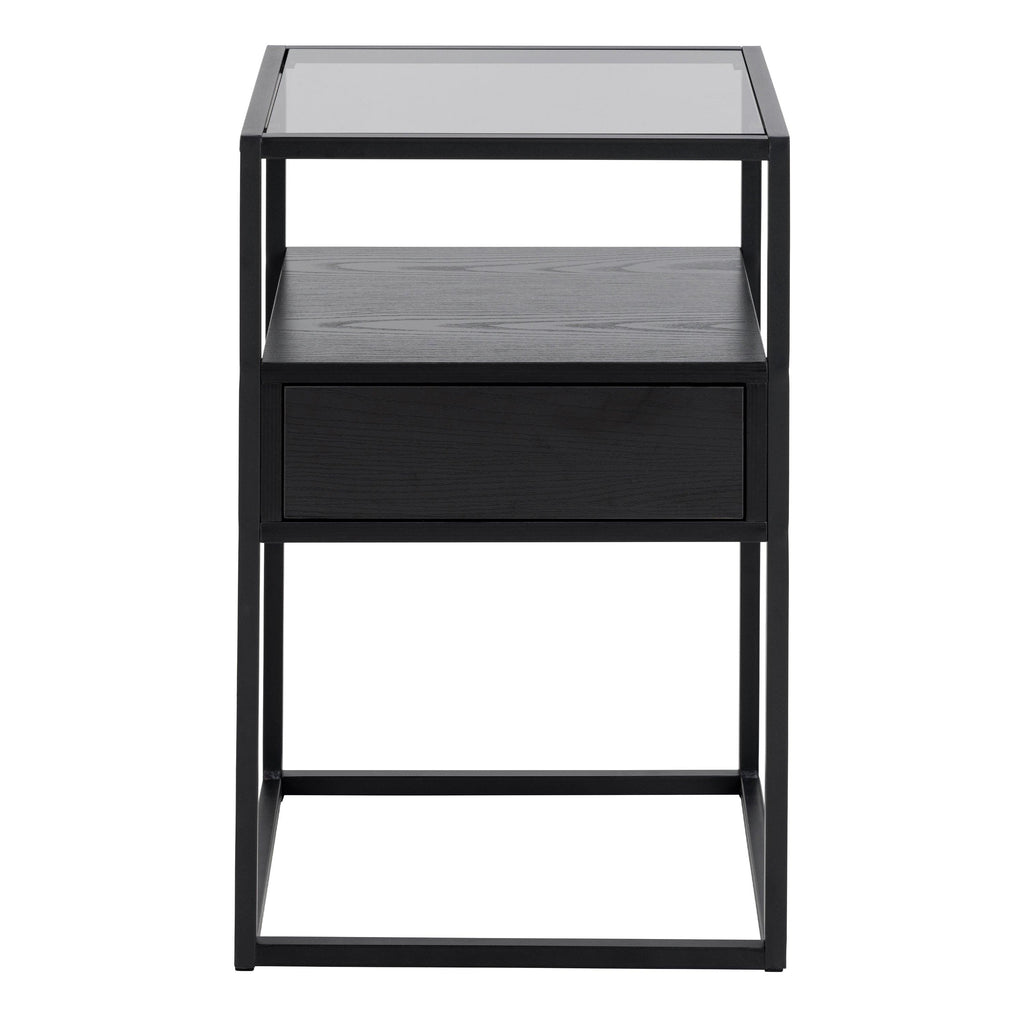 Randolf Bedside Table in Black with Smoked Glass - image 2