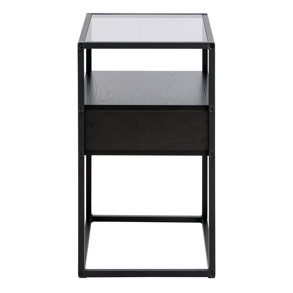 Randolf Bedside Table in Black with Smoked Glass - image 3