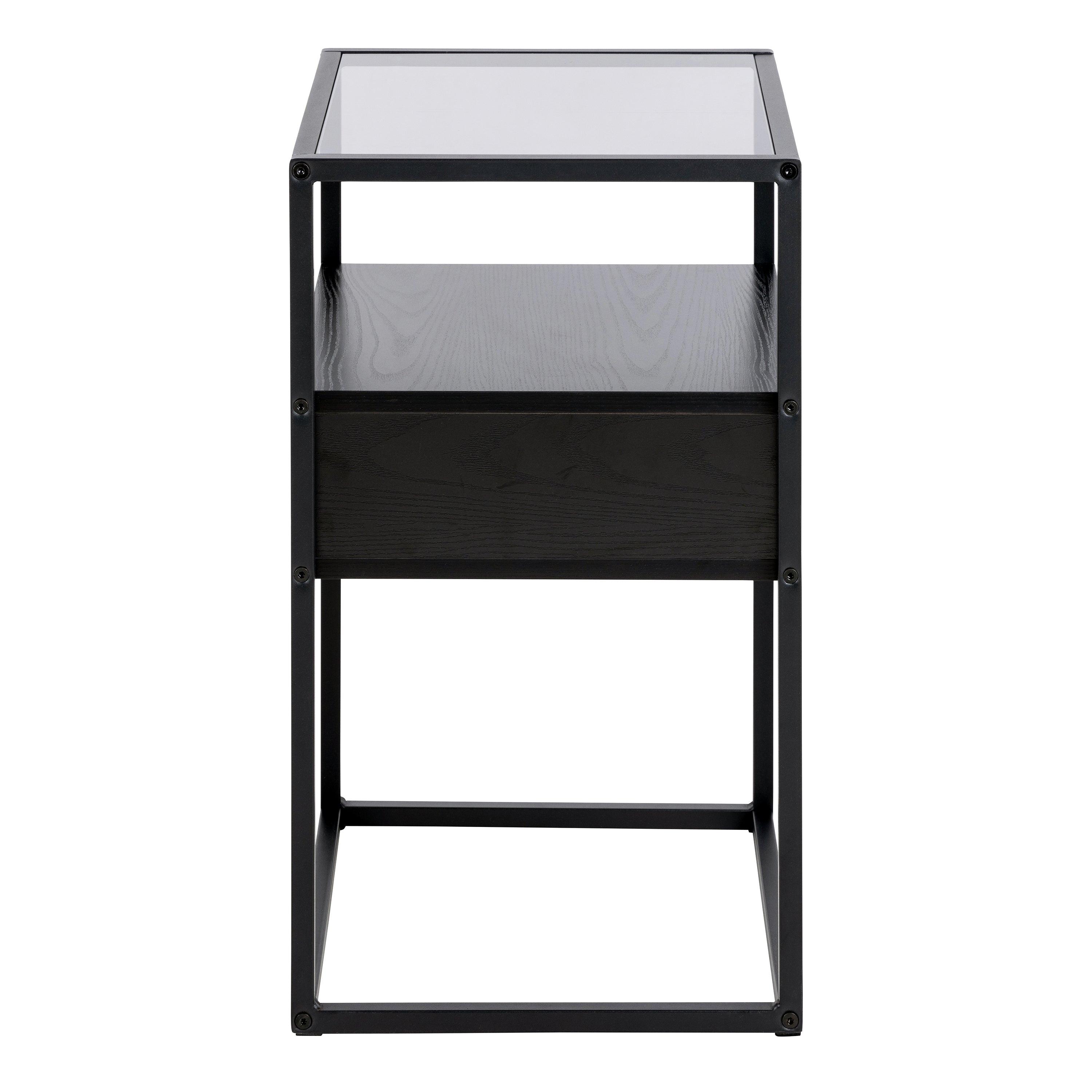 Randolf Bedside Table in Black with Smoked Glass - image 3