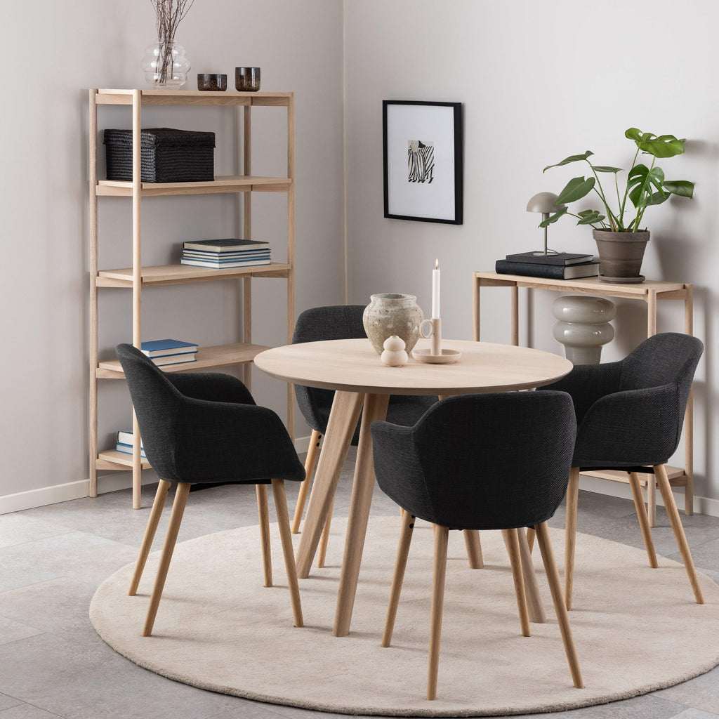 Townsville Round Dining Table in White and Oak 100cm - image 3
