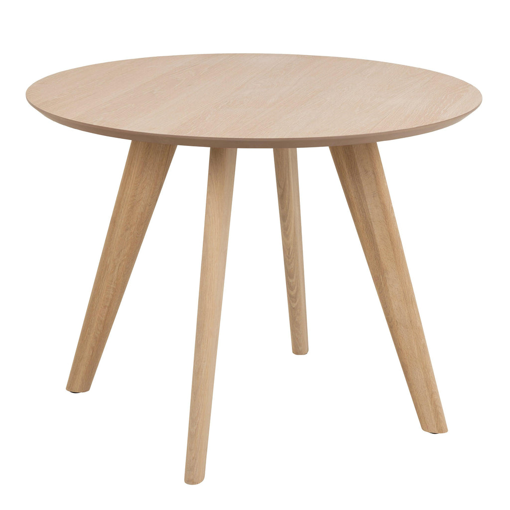 Townsville Round Dining Table in White and Oak 100cm includes 4 Batilda Dining Chairs with Grey Fabric and Oak - image 2