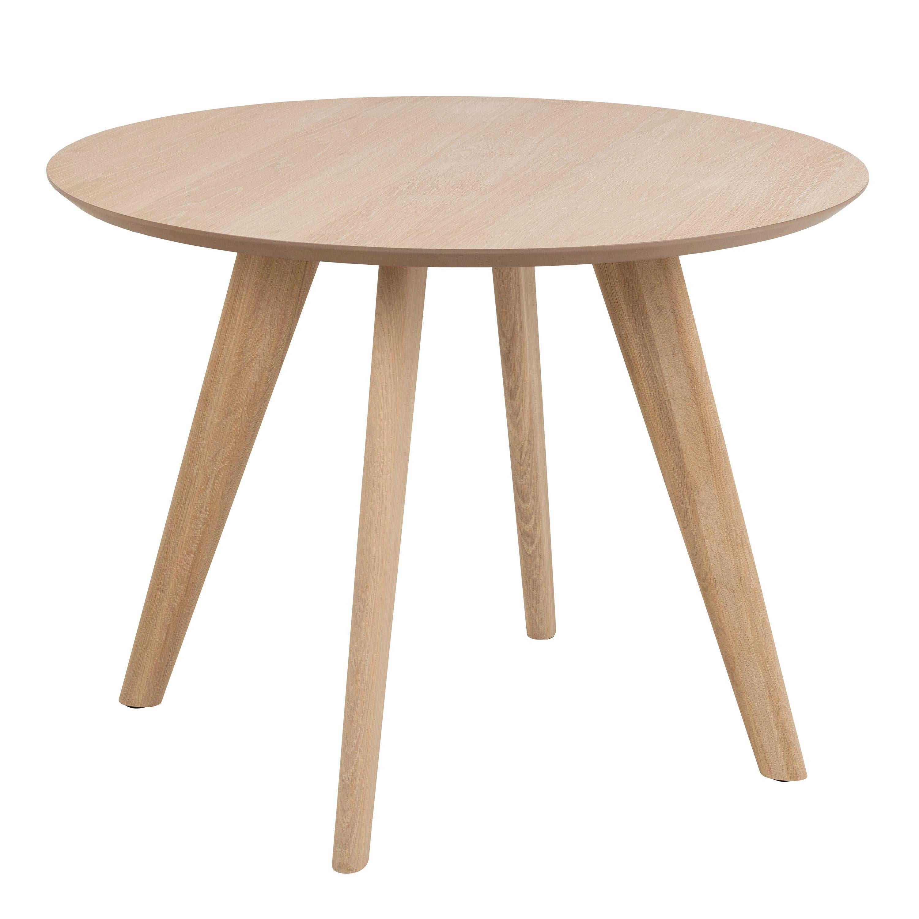 Townsville Round Dining Table in White and Oak 100cm includes 4 Batilda Dining Chairs with Grey Fabric and Oak - image 2
