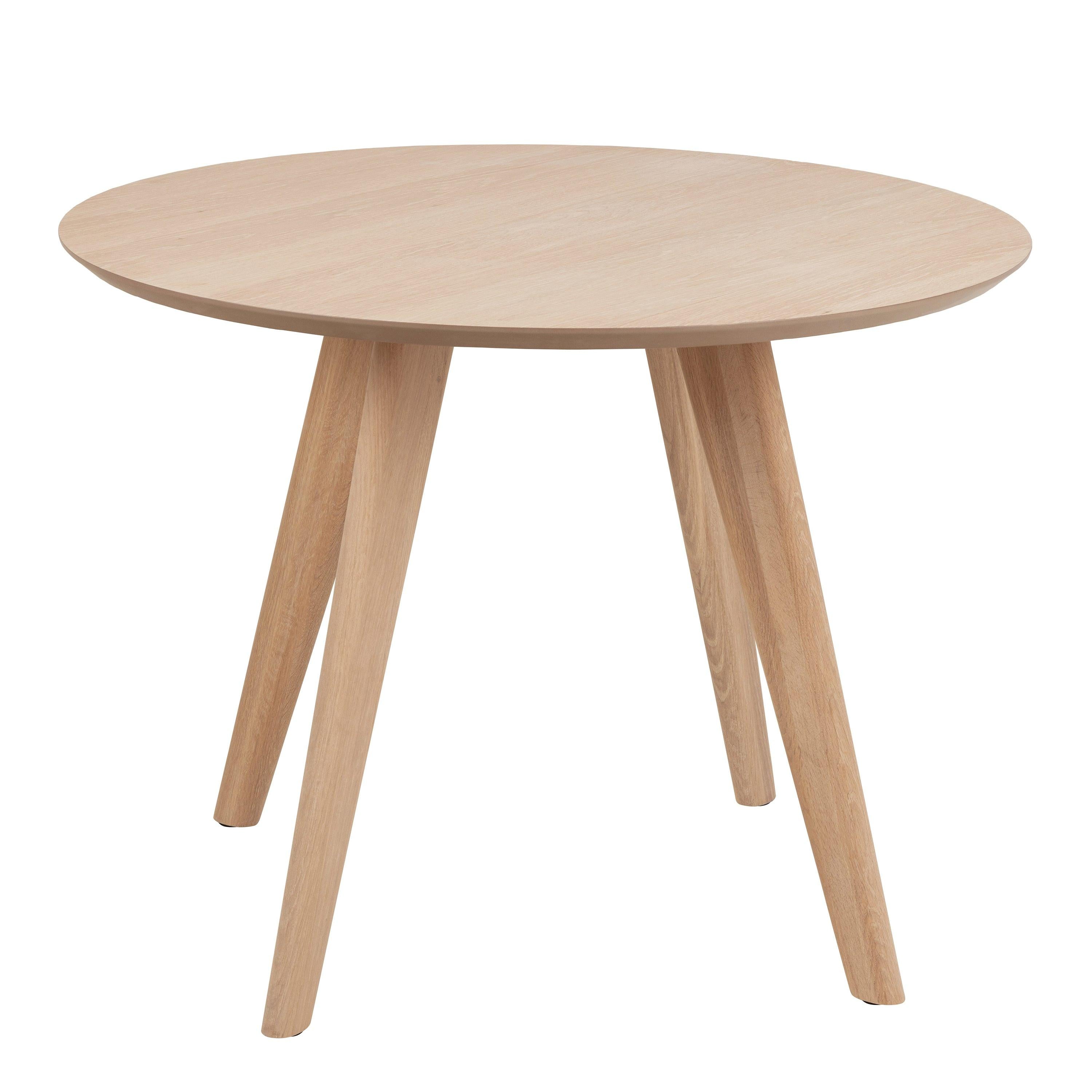 Townsville Round Dining Table in White and Oak 100cm includes 4 Batilda Dining Chairs with Grey Fabric and Oak - image 3