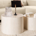 Dice Round Coffee Table Set in Light Travertine Effect - image 4