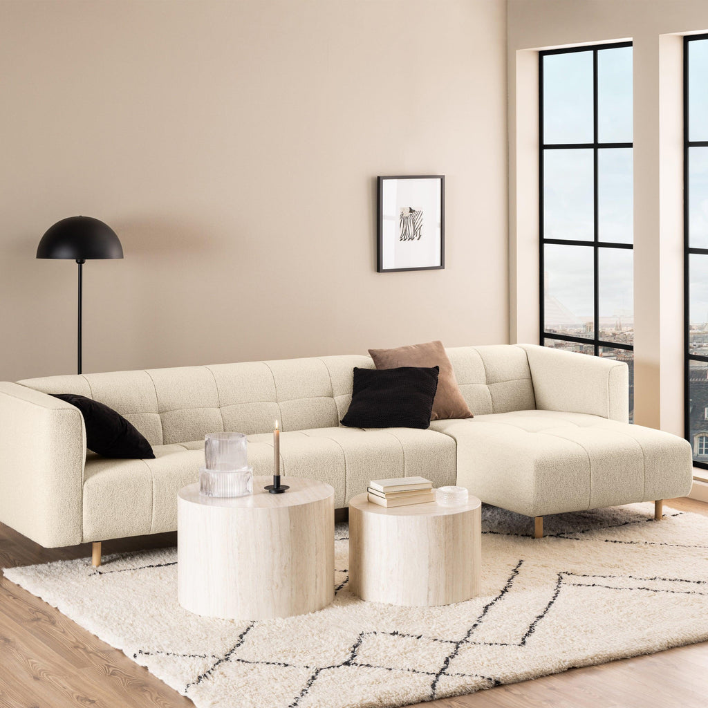Dice Round Coffee Table Set in Light Travertine Effect - image 5
