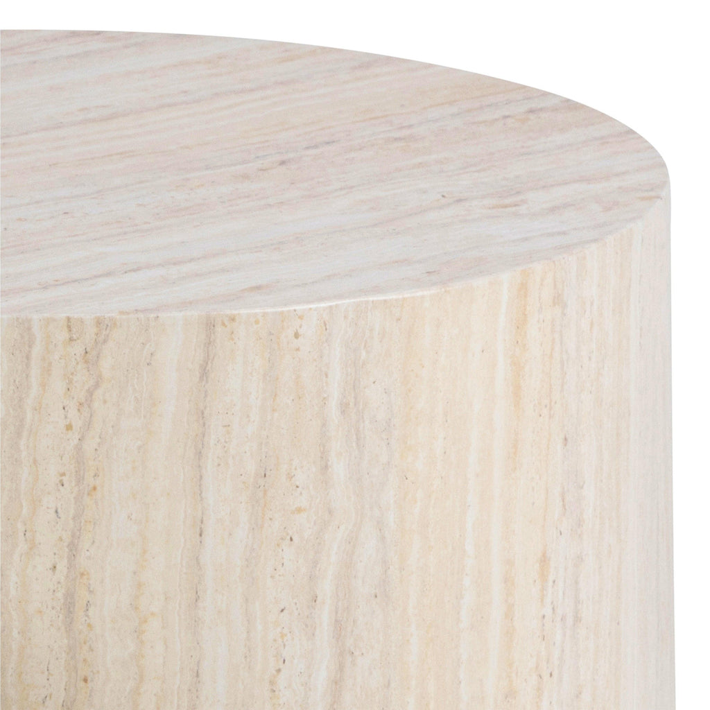Dice Round Coffee Table Set in Light Travertine Effect - image 8