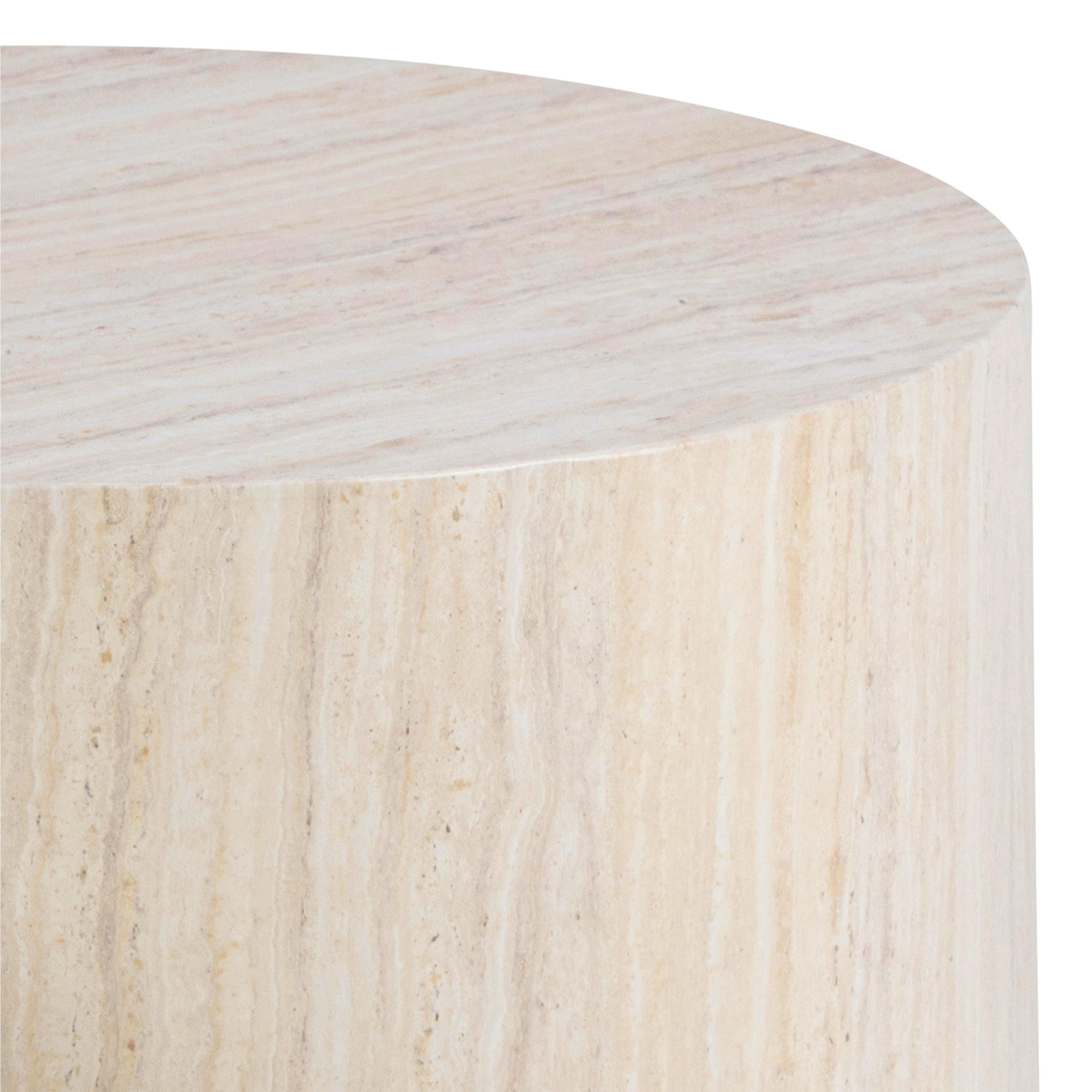 Dice Round Coffee Table Set in Light Travertine Effect - image 8