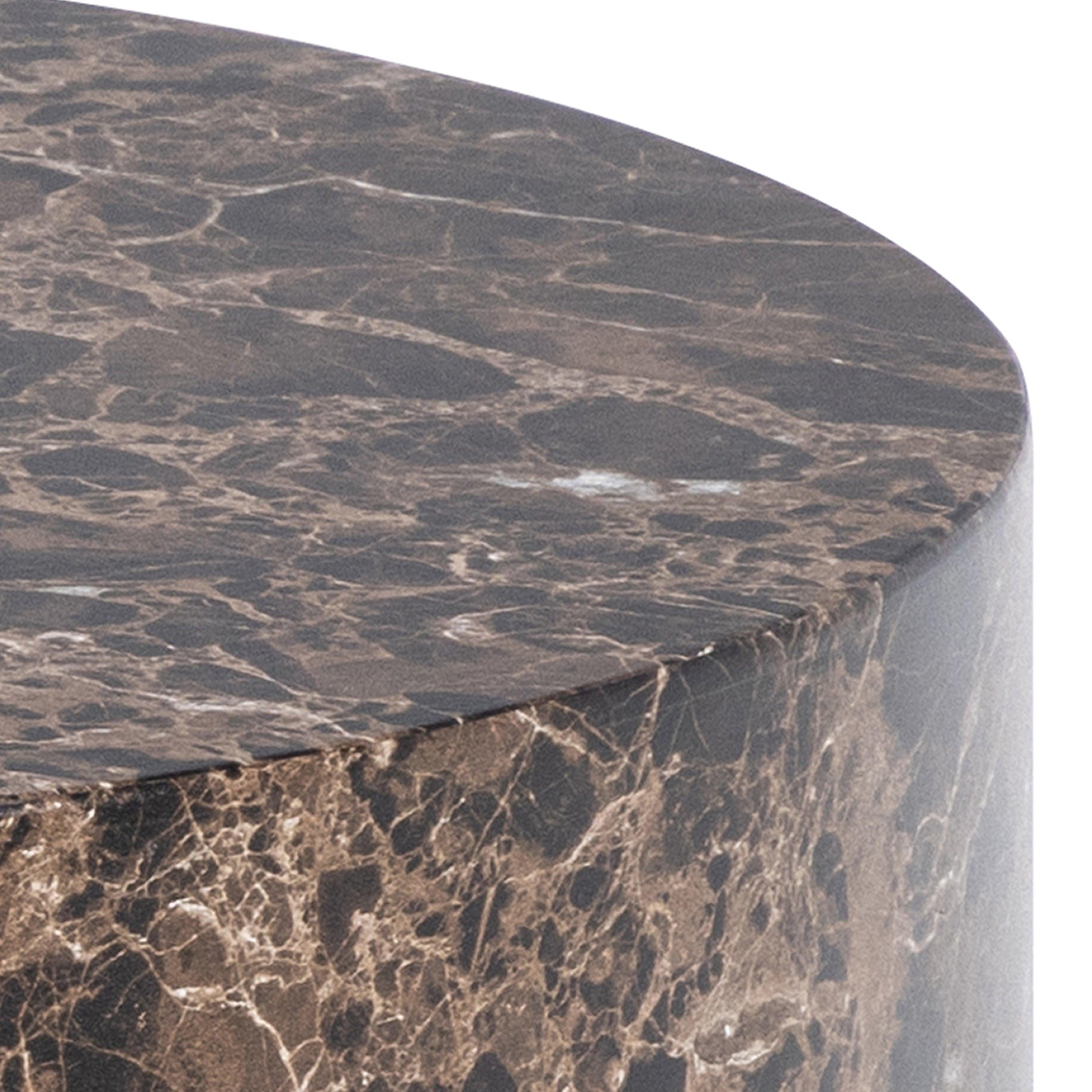 Dice Round Coffee Table Set of 2 in Brown Marble and Delhi Rough Paper - image 5