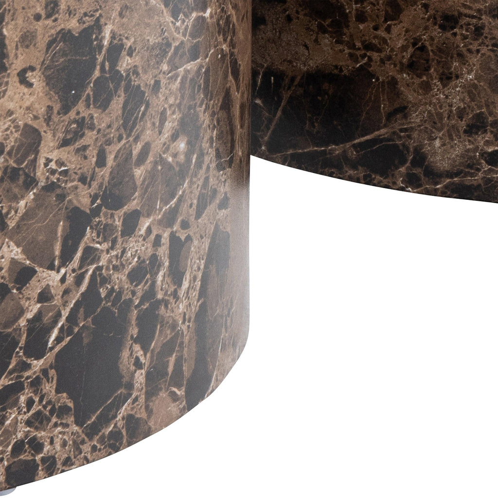 Dice Round Coffee Table Set of 2 in Brown Marble and Delhi Rough Paper - image 7