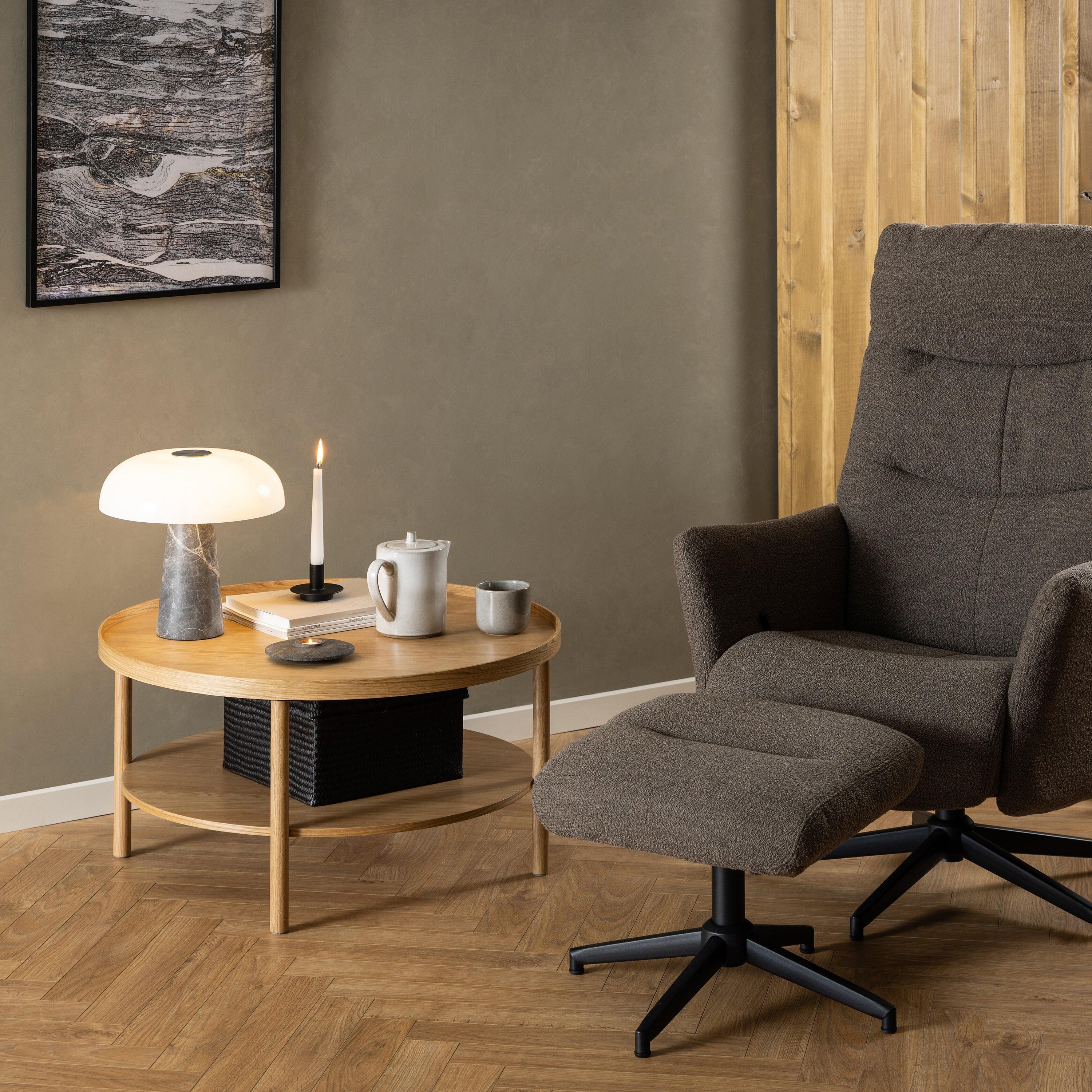 Banbury Round Coffee Table in Oak 80x42cm - image 4