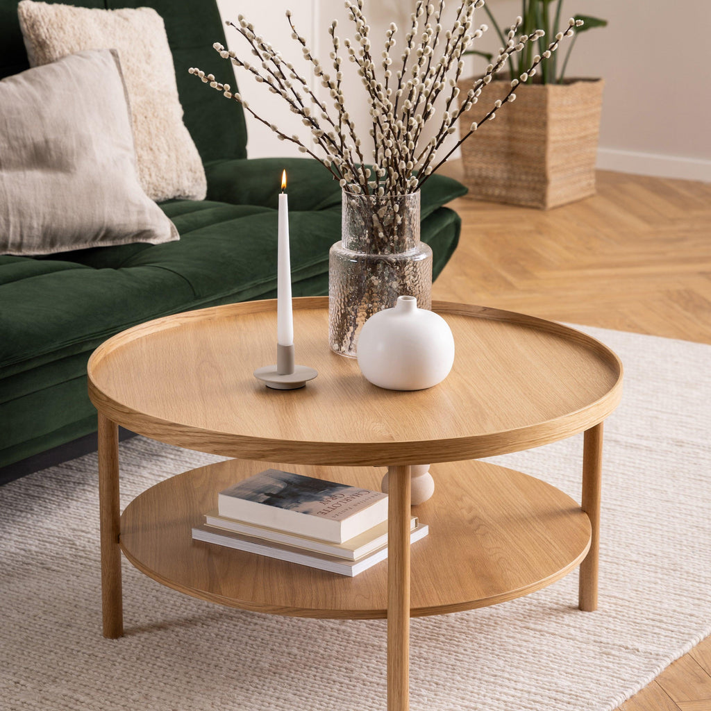 Banbury Round Coffee Table in Oak 80x42cm - image 5
