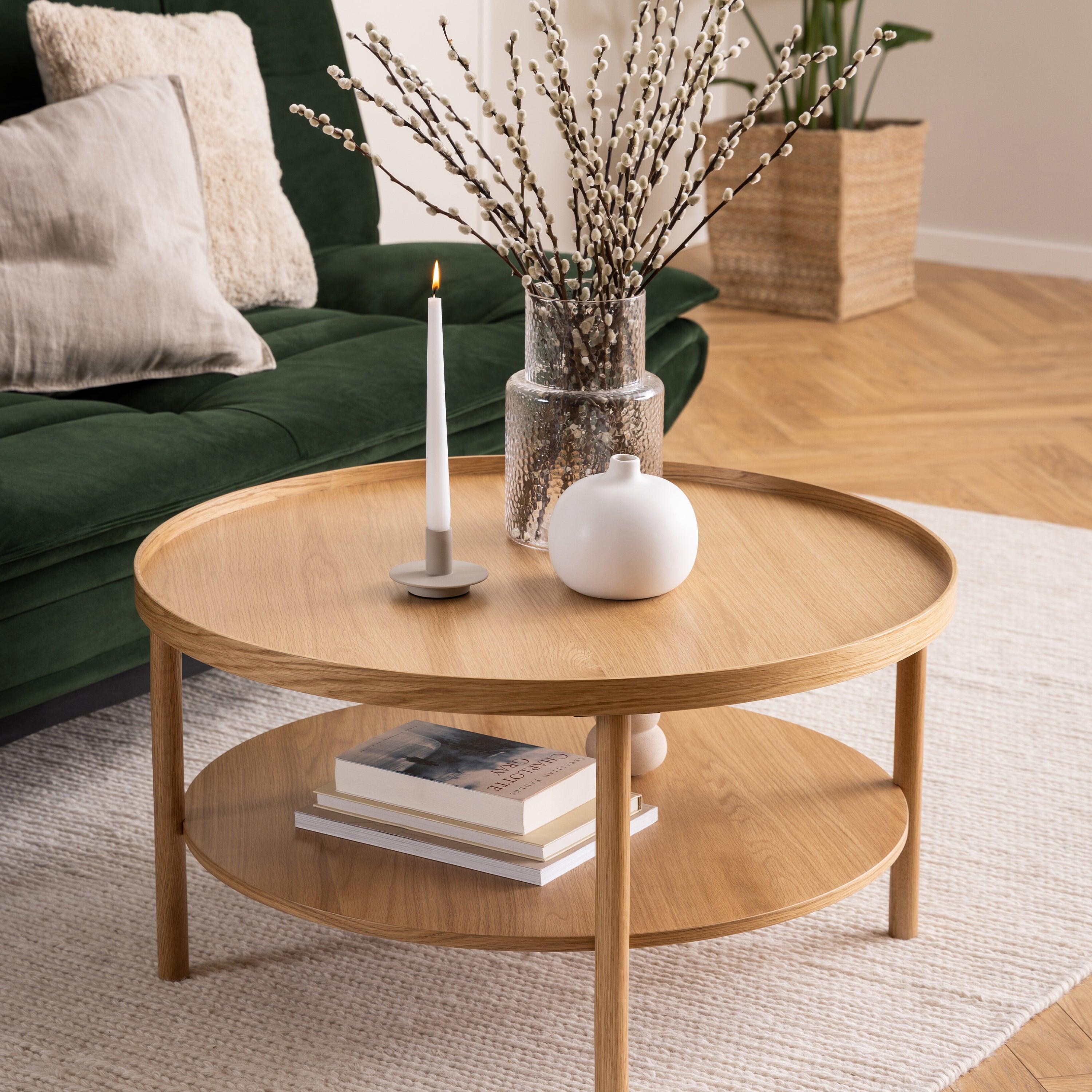 Banbury Round Coffee Table in Oak 80x42cm - image 5