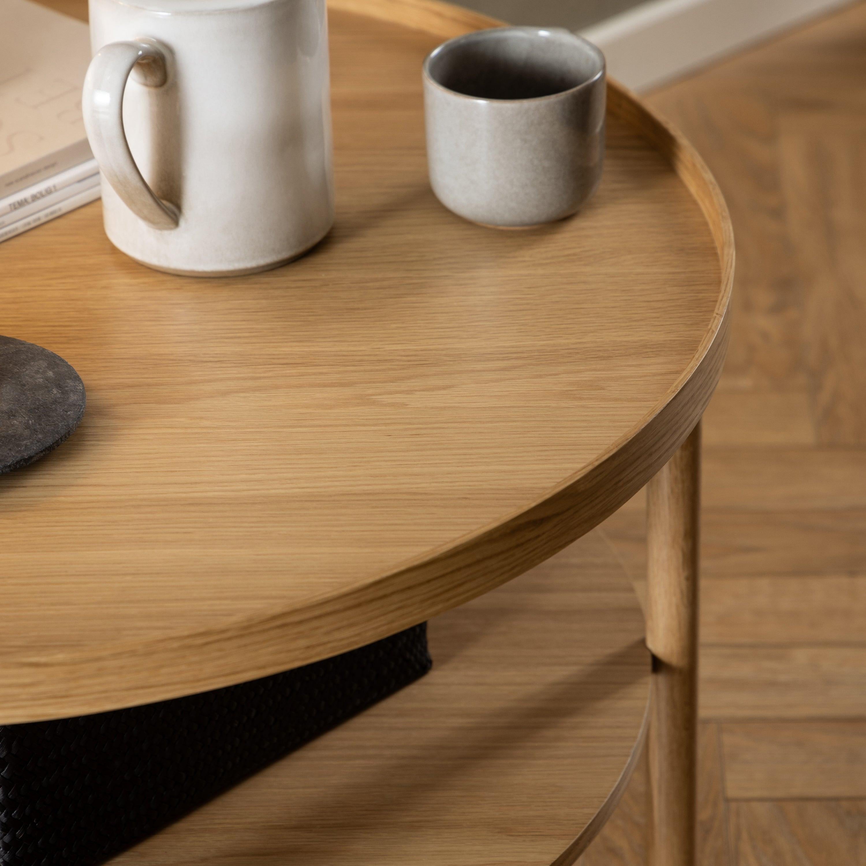 Banbury Round Coffee Table in Oak 80x42cm - image 6