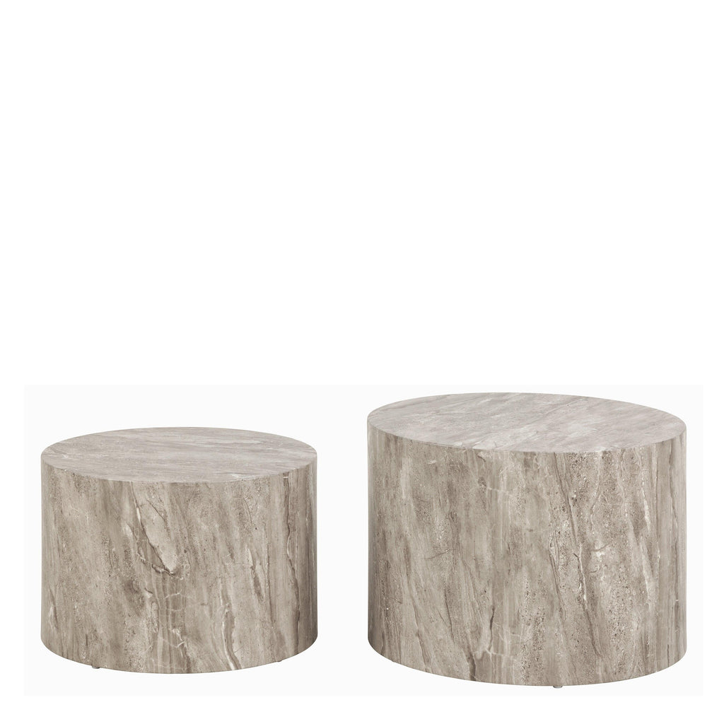 Dice Round Coffee Table Set in Grey Marble - image 2