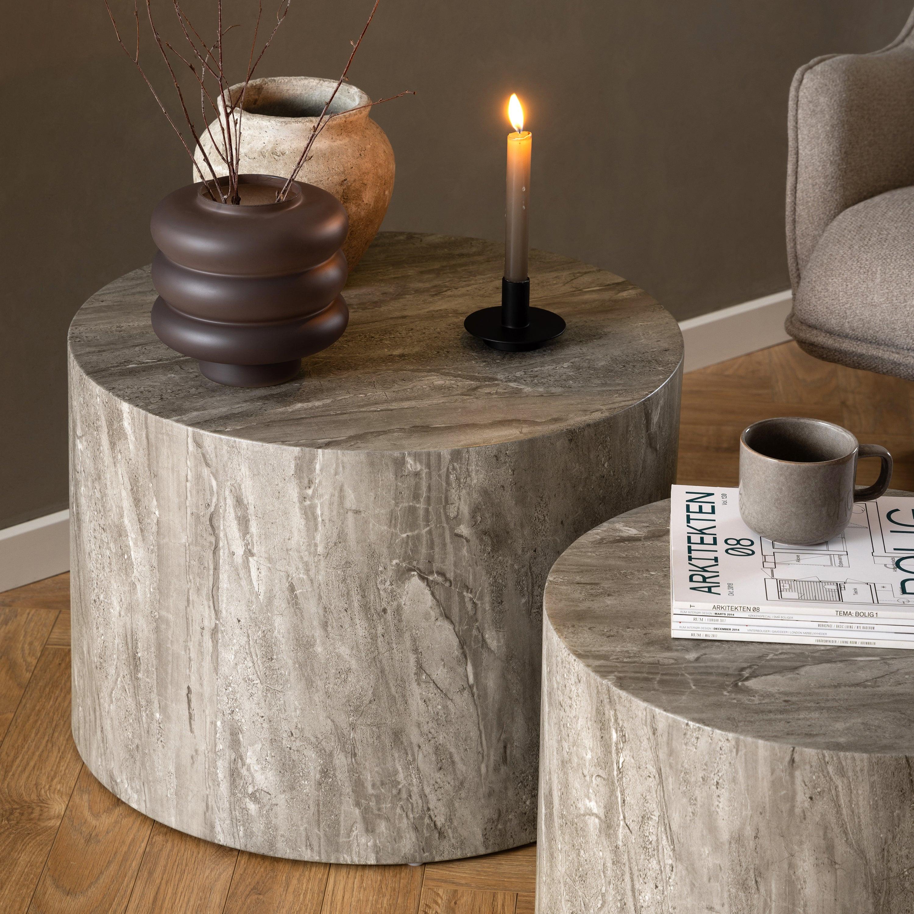 Dice Round Coffee Table Set in Grey Marble - image 5