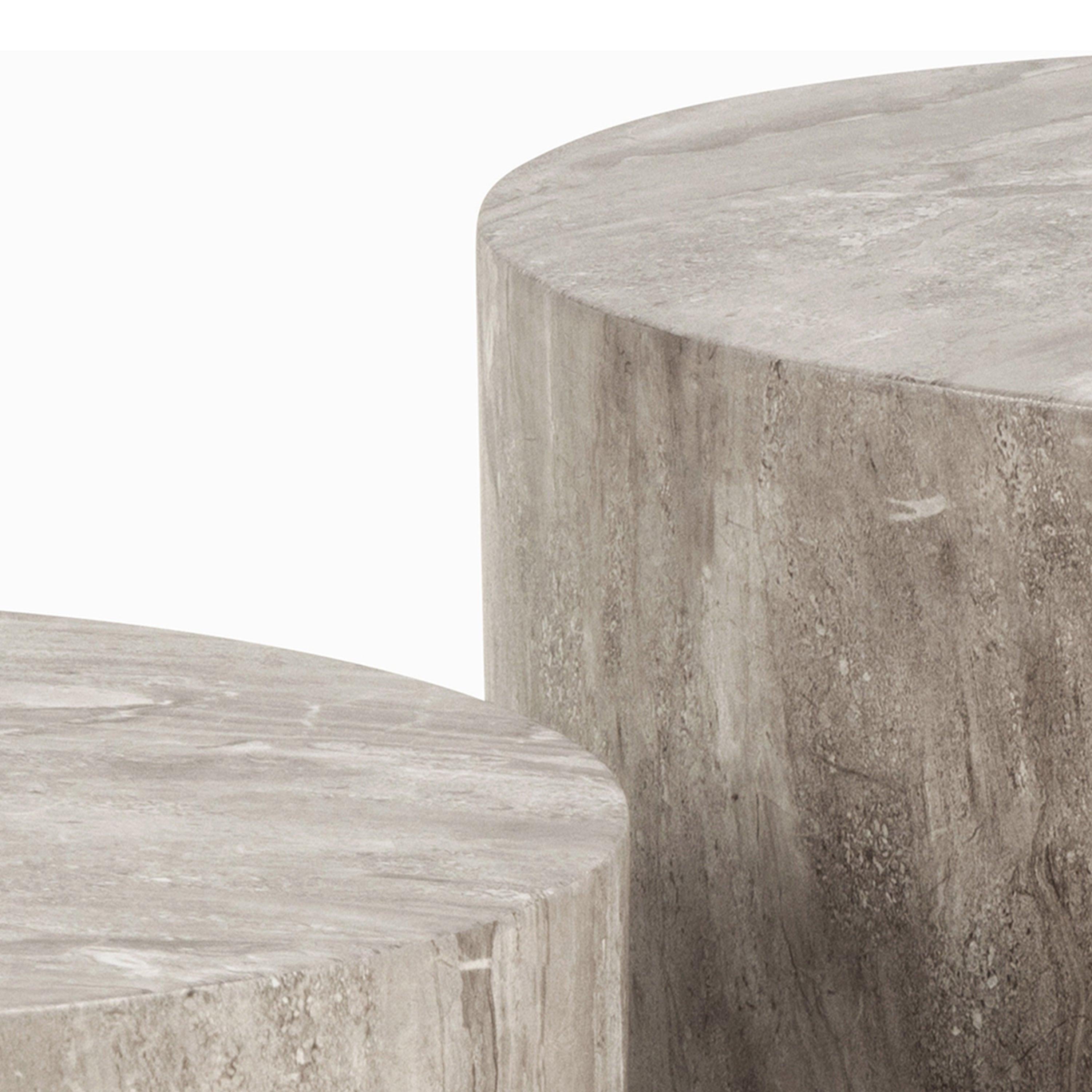 Dice Round Coffee Table Set in Grey Marble - image 7