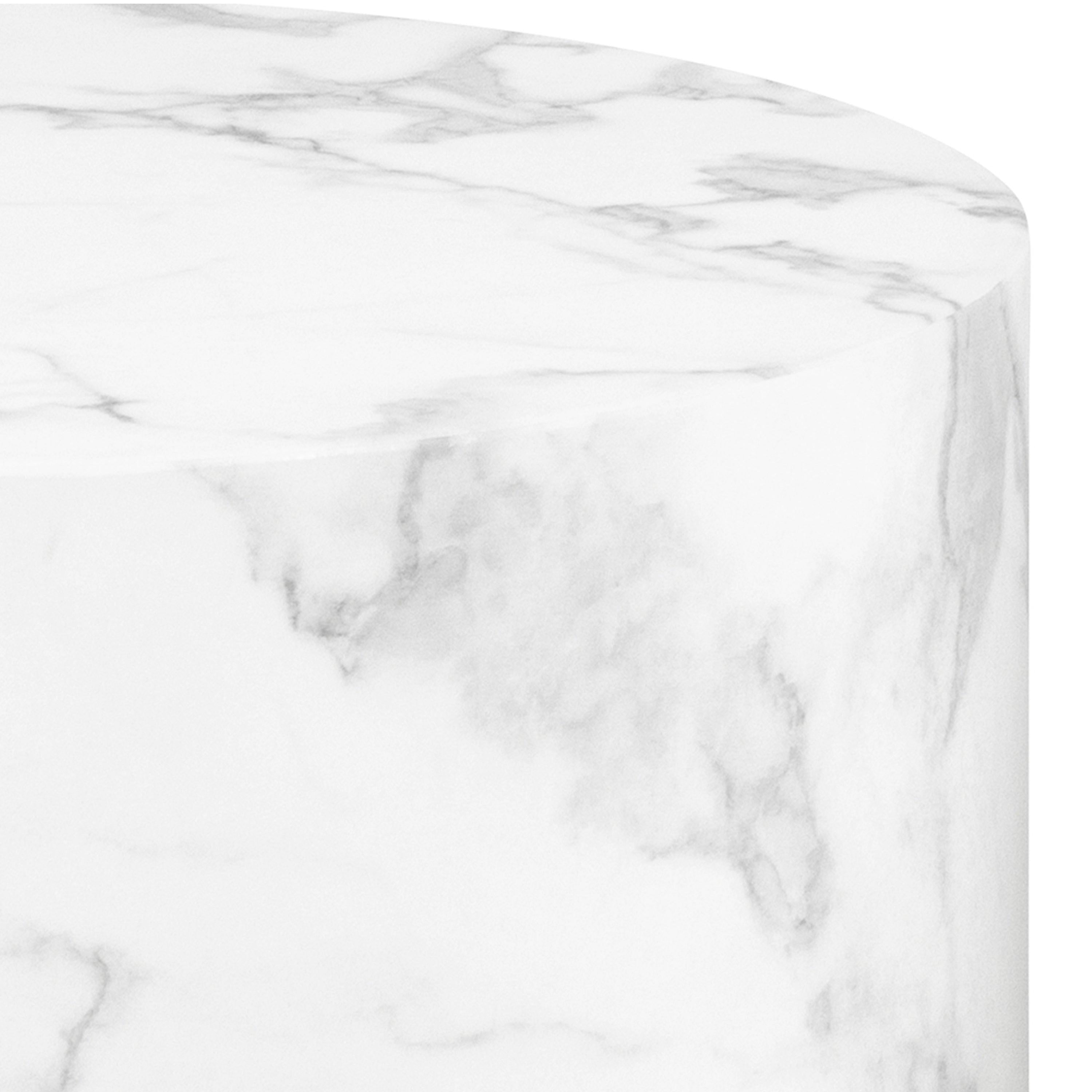 Dice Round Coffee Table Set of 2 in White Marble and Carrara Rough Paper - image 6