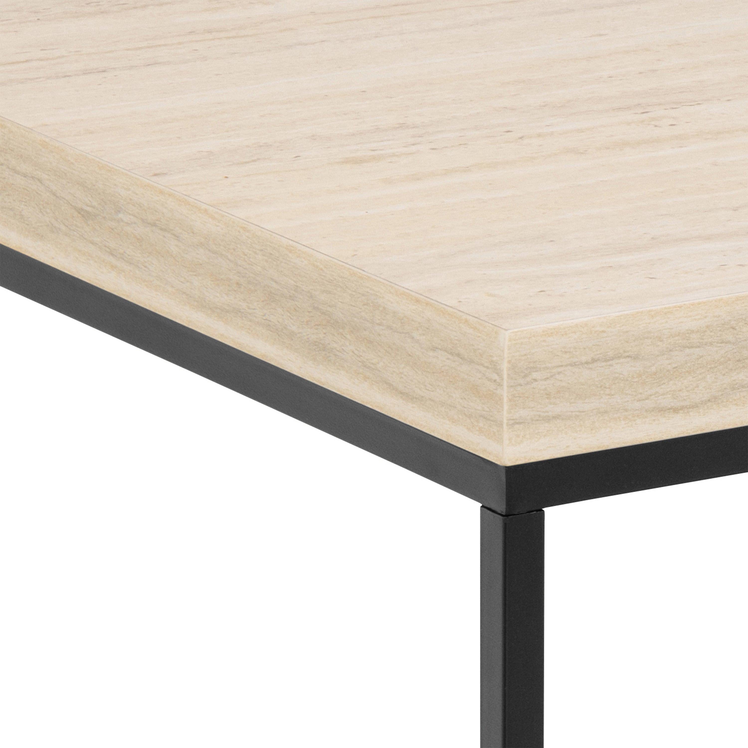 Barossa Coffee Table with Travertine Rough Paper Top & Black Powder Steel Base 40cm - image 5