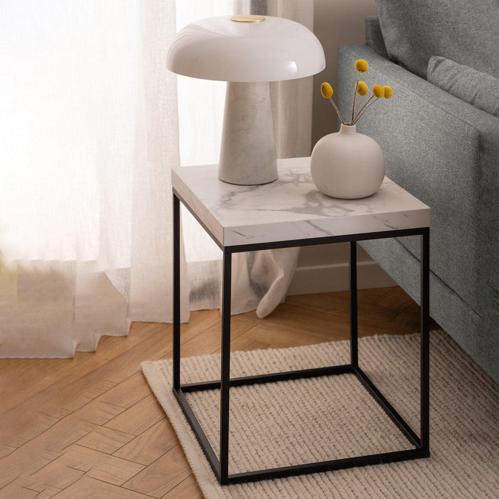 Barossa Coffee Table with White Marble Carrara Top & Black Base 40cm - image 3