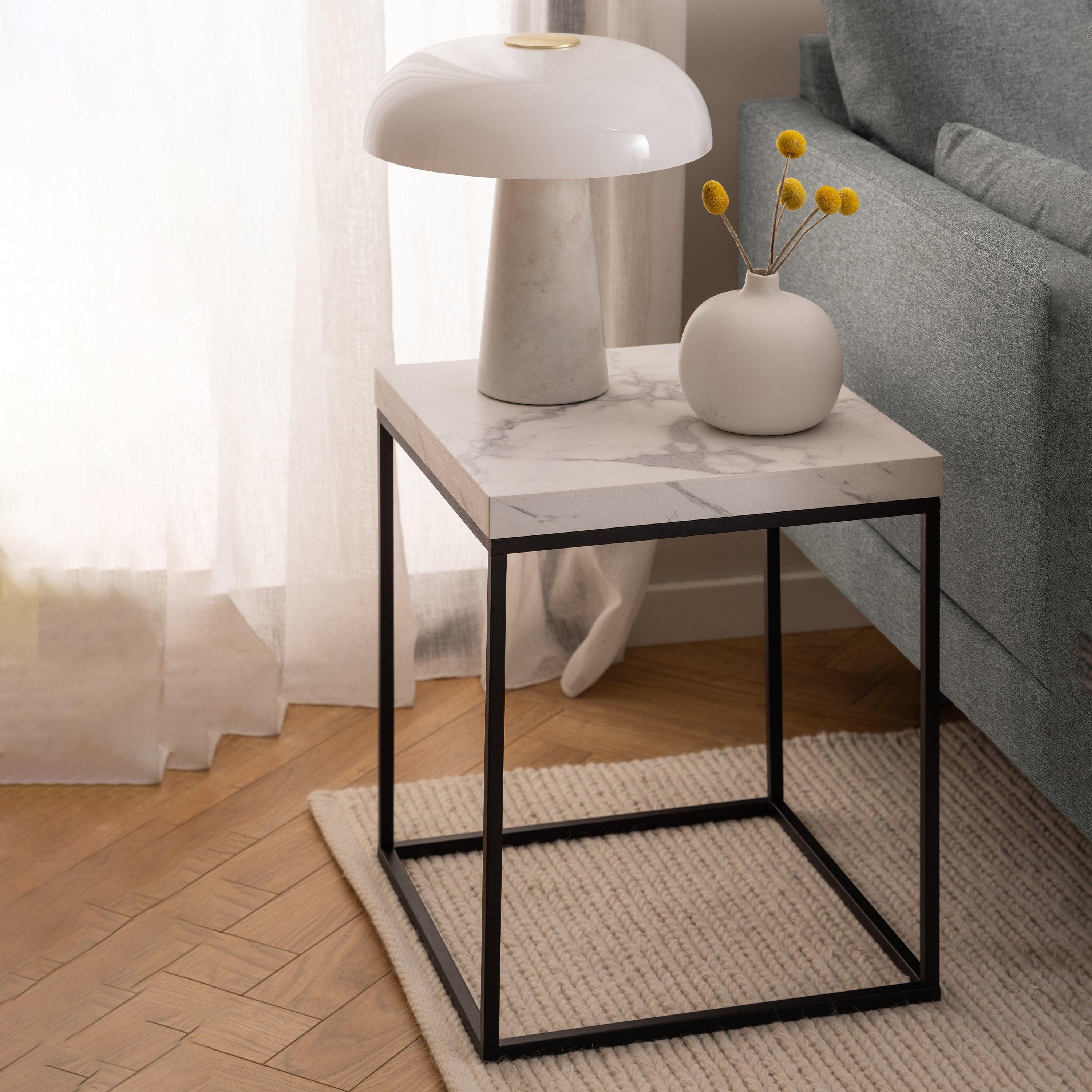 Barossa Coffee Table with White Marble Carrara Top & Black Base 40cm - image 3