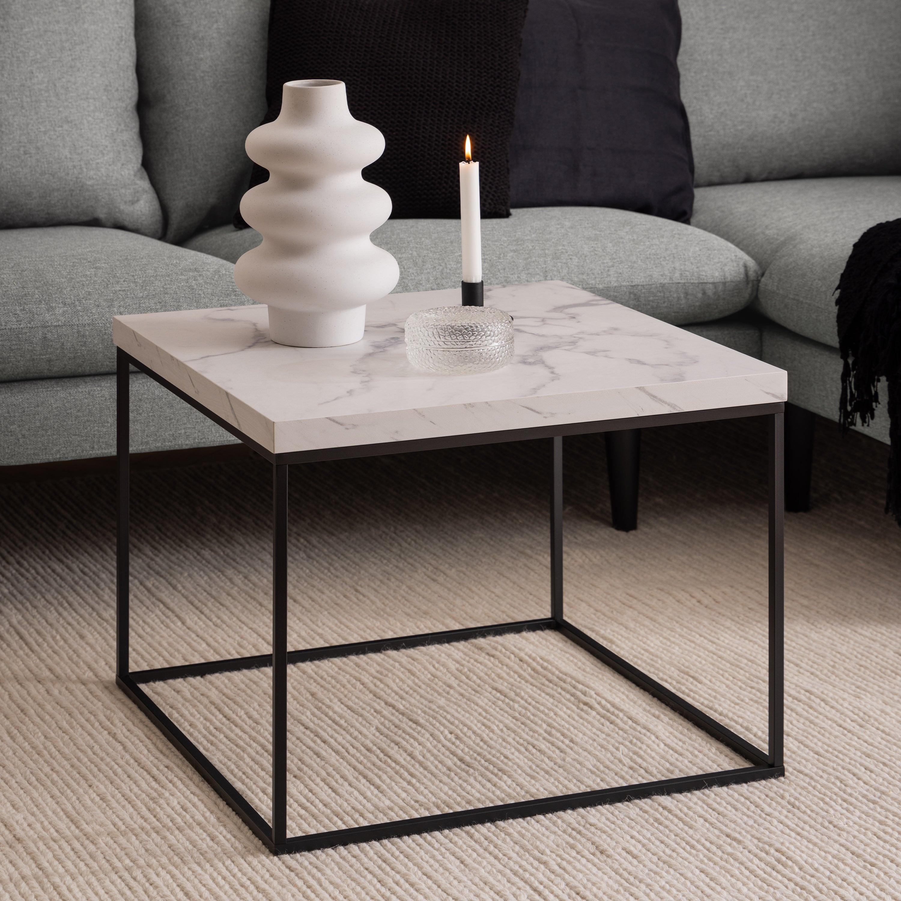 Barossa Coffee Table with White Marble Carrara Top & Black Steel Base 60cm - image 3