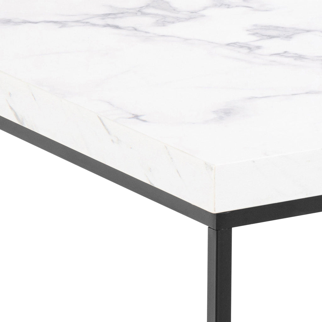 Barossa Coffee Table with White Marble Carrara Top & Black Steel Base 60cm - image 4