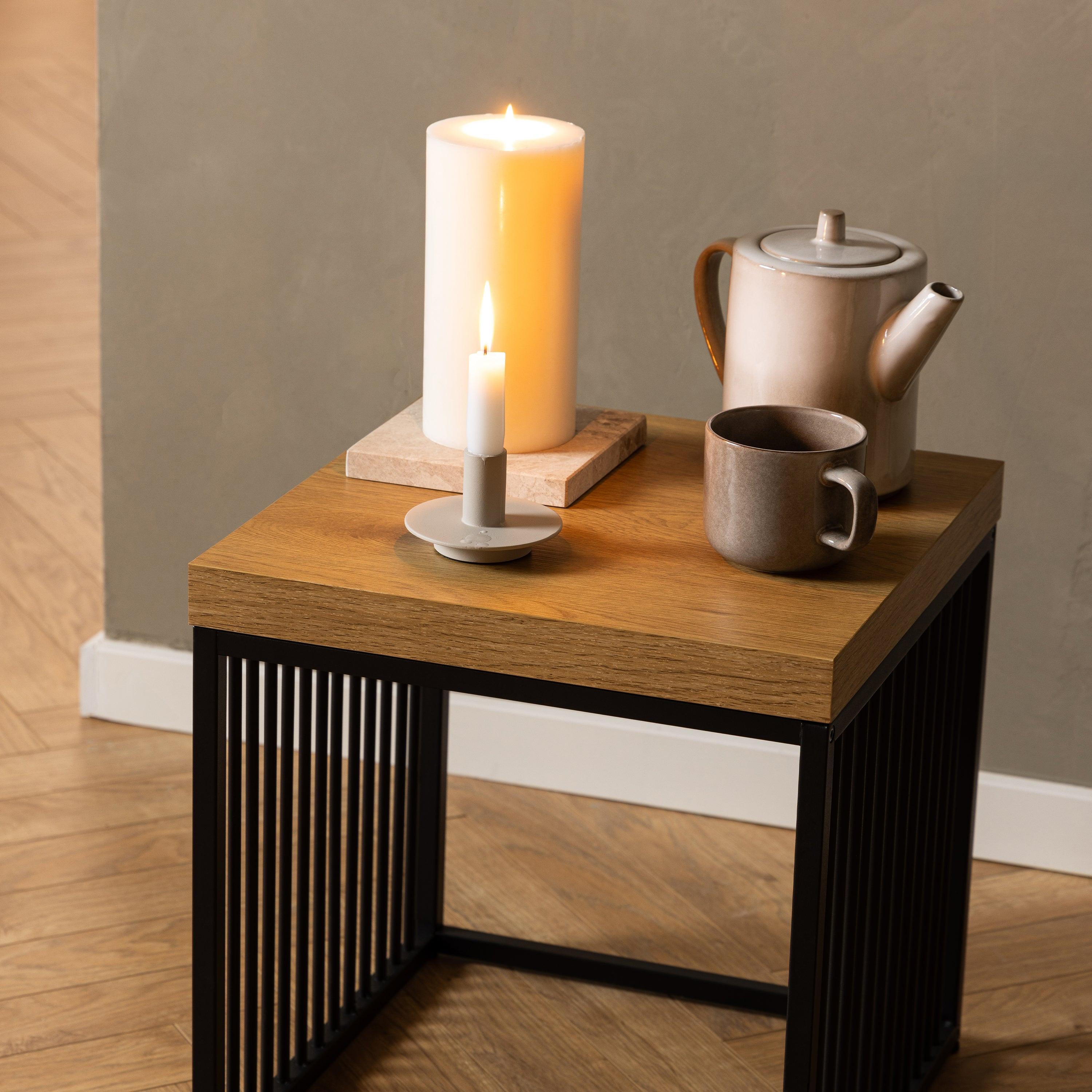 Strington Side Table in Black and Oak - image 5