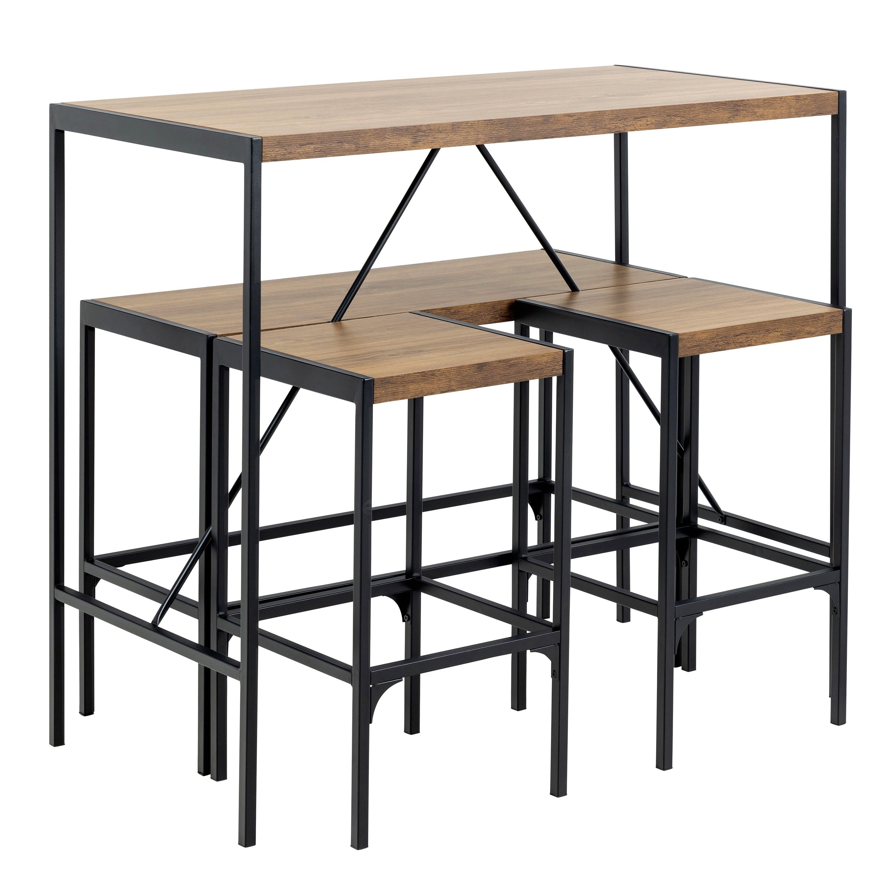 Bahamas Bar Table Set in Black and Oak - image 3