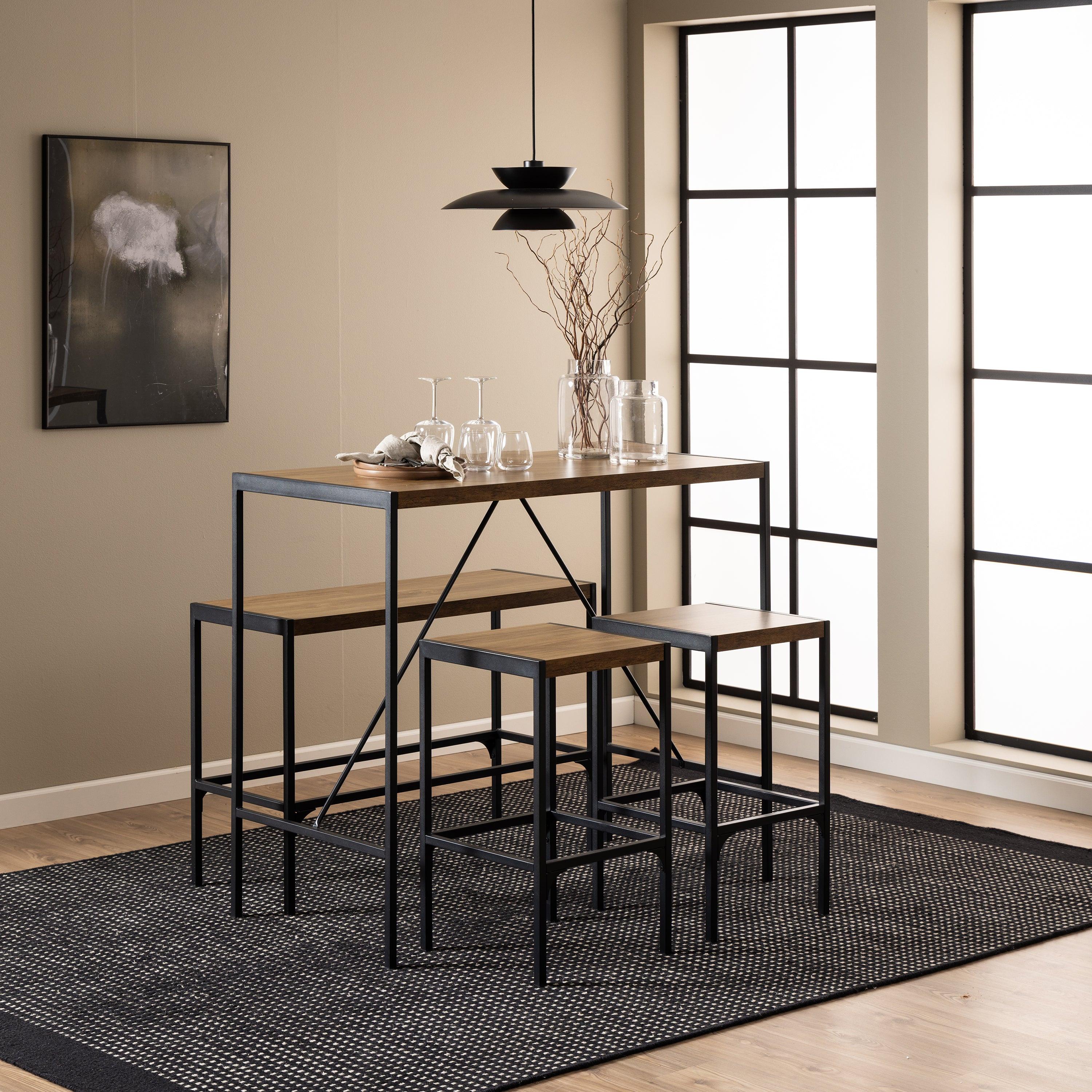 Bahamas Bar Table Set in Black and Oak - image 4