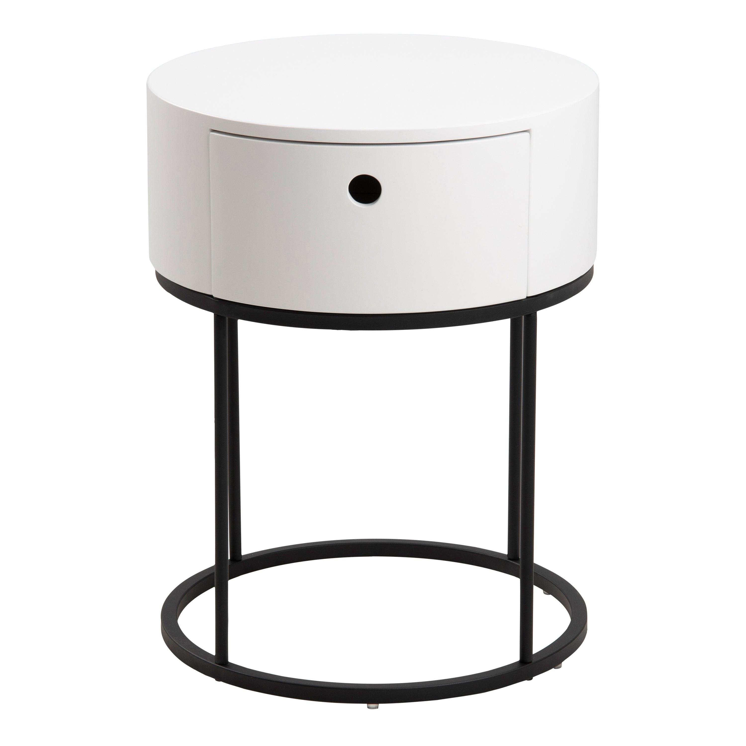 Polo Round Bedside Table in White and Black - image 2
