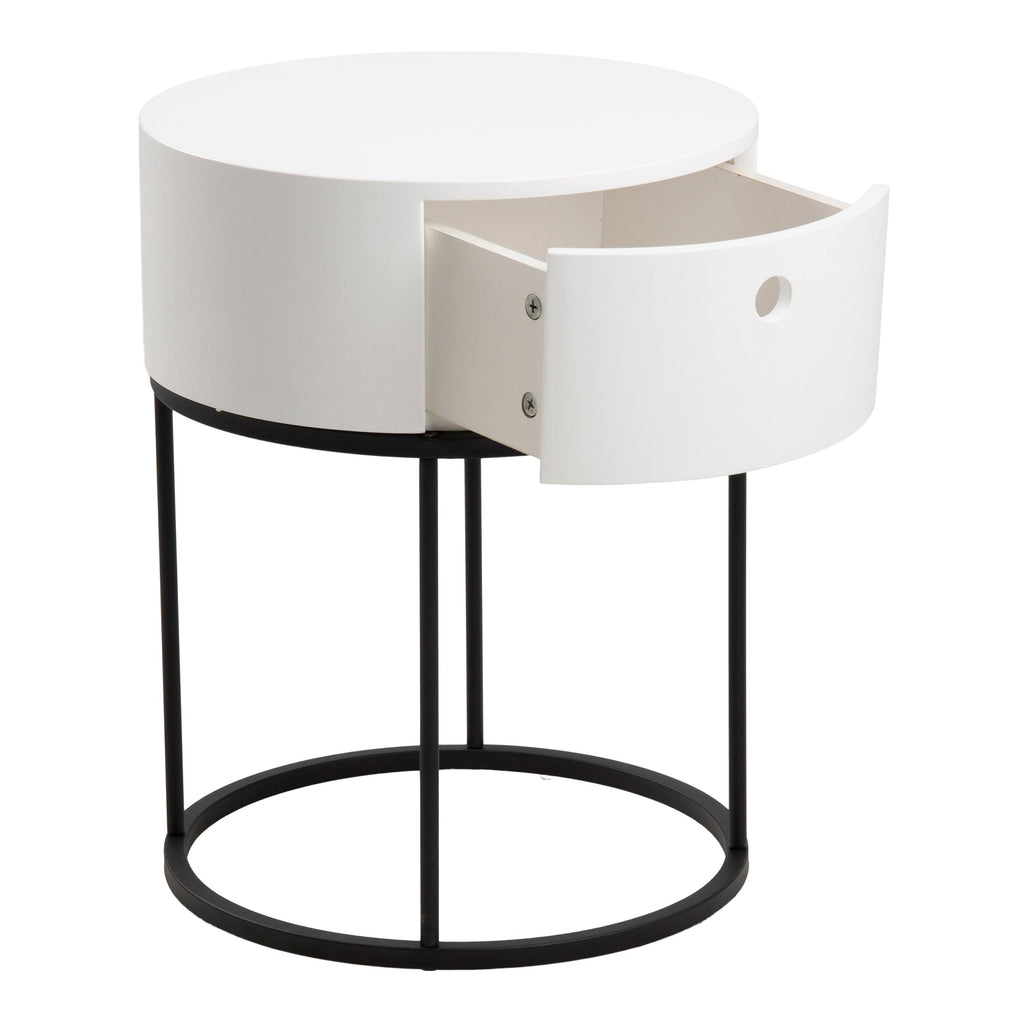 Polo Round Bedside Table in White and Black - image 3