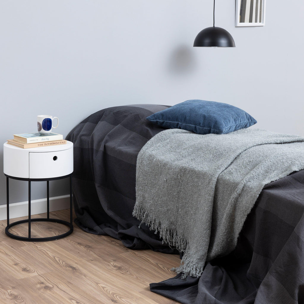 Polo Round Bedside Table in White and Black - image 4