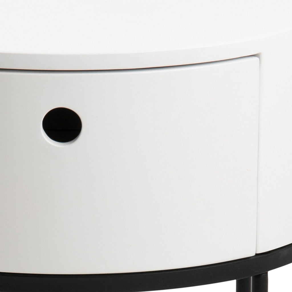 Polo Round Bedside Table in White and Black - image 5