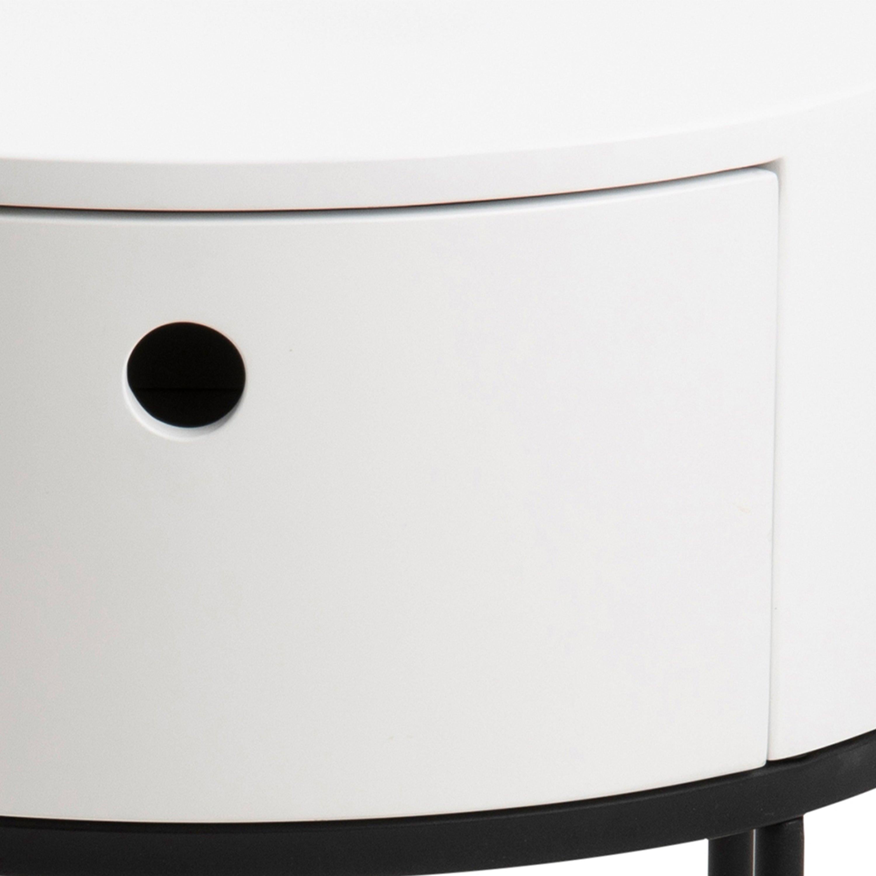 Polo Round Bedside Table in White and Black - image 5