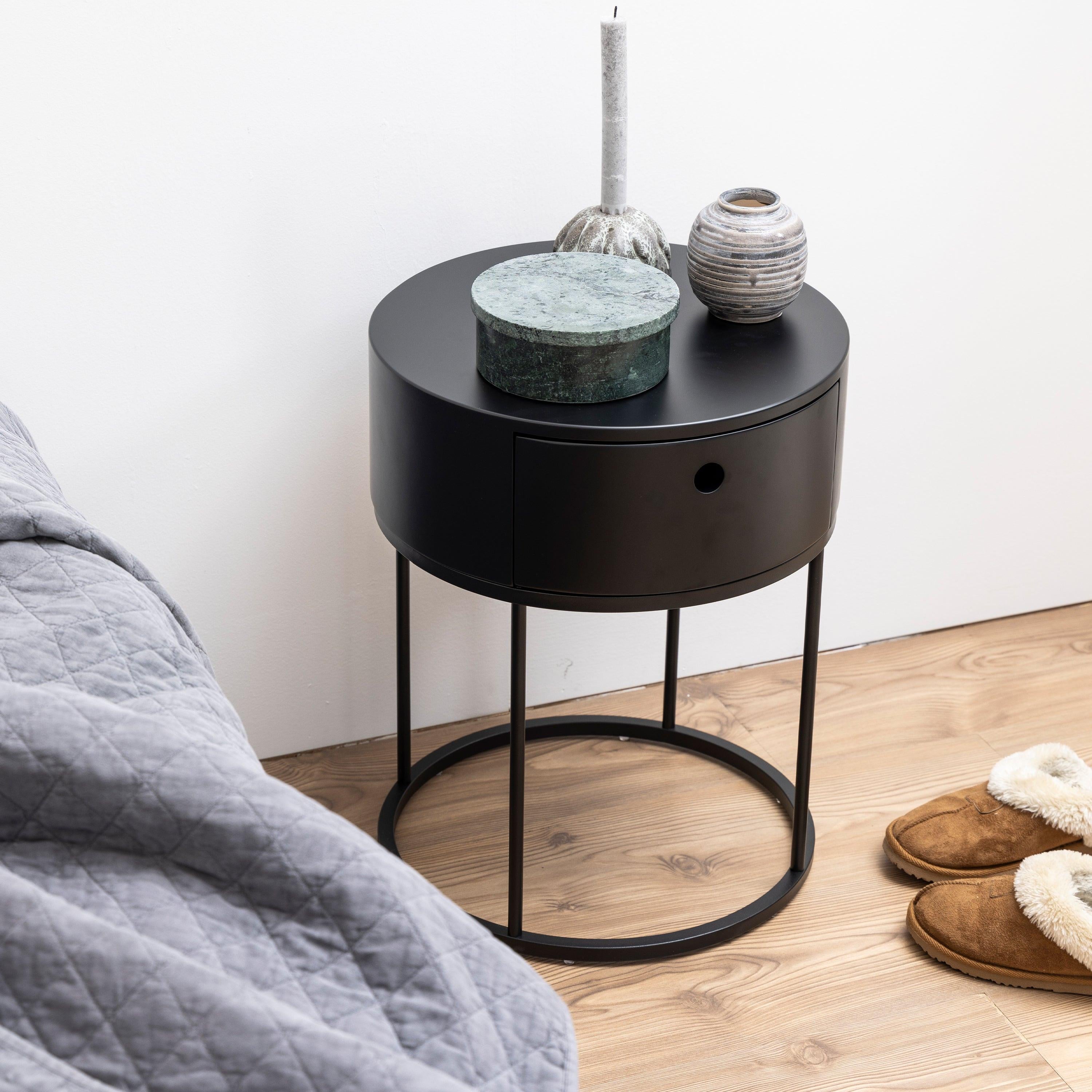 Polo Round Bedside Table in Black - image 4