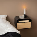 Joliet Wallmounted Bedside Table in Black and Bamboo - image 5