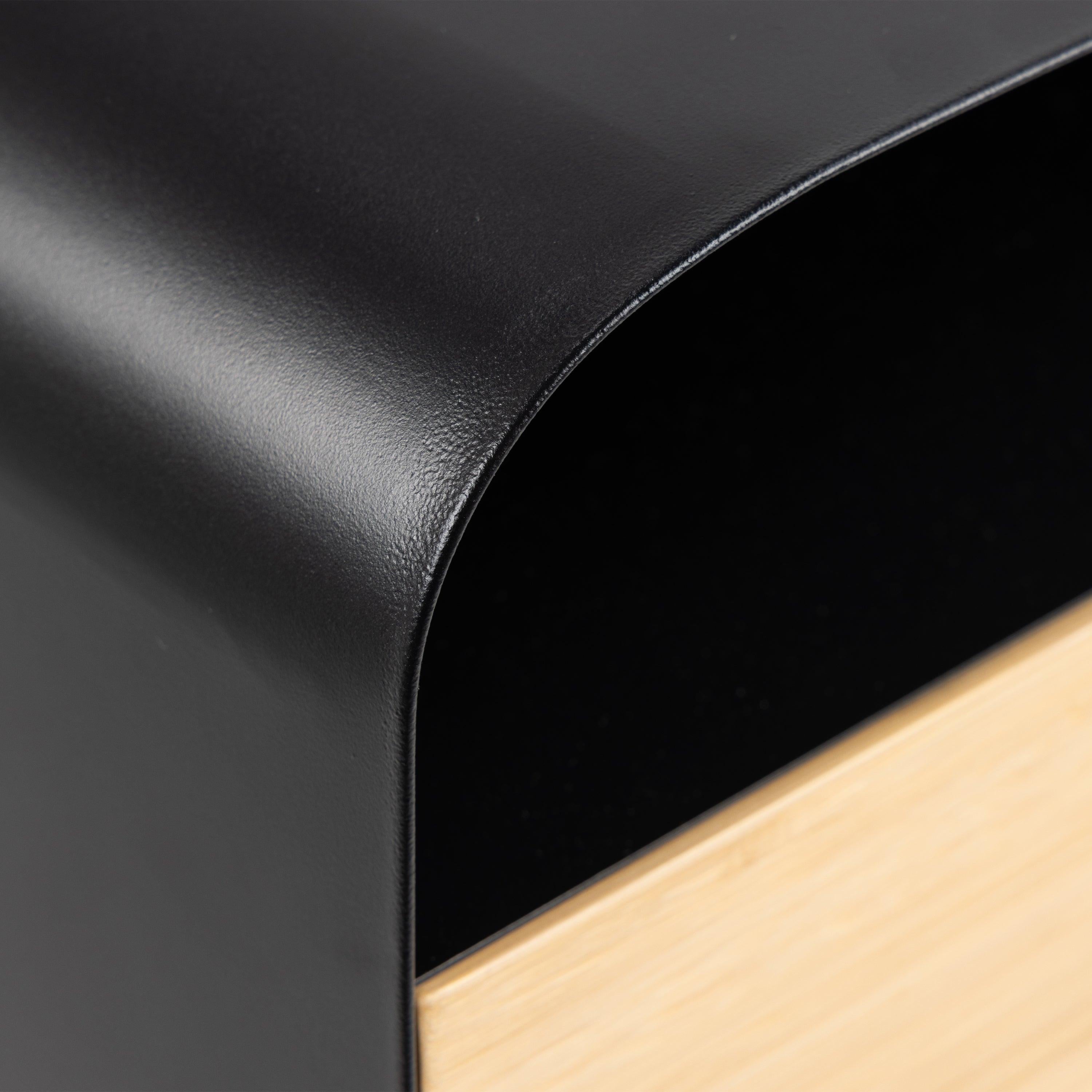 Joliet Wallmounted Bedside Table in Black and Bamboo - image 6