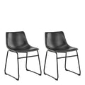 I_Oregon Dining Chair in Black with Cream Stitching, Set of 2.