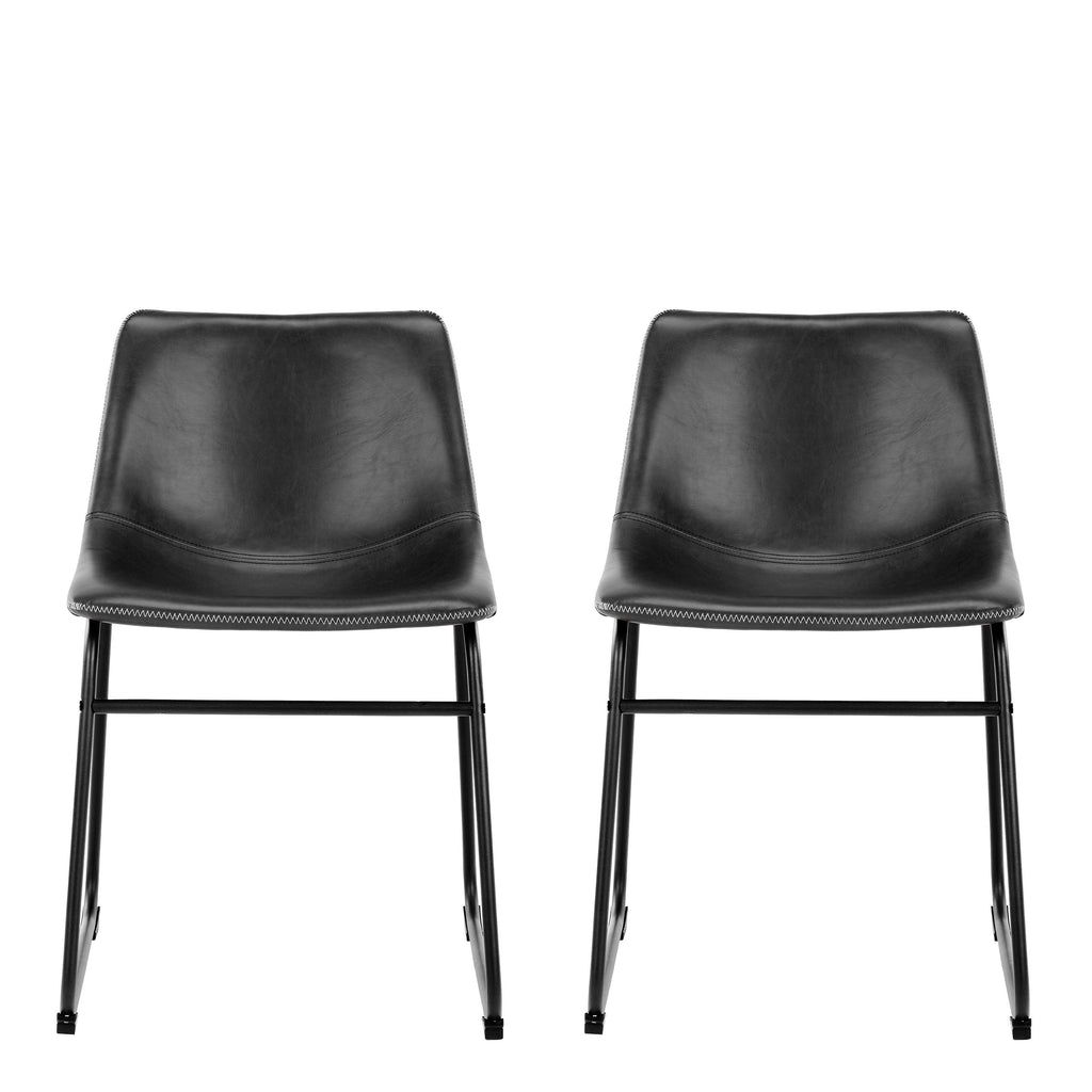 I_Oregon Dining Chair in Black with Cream Stitching, Set of 2. - image 2