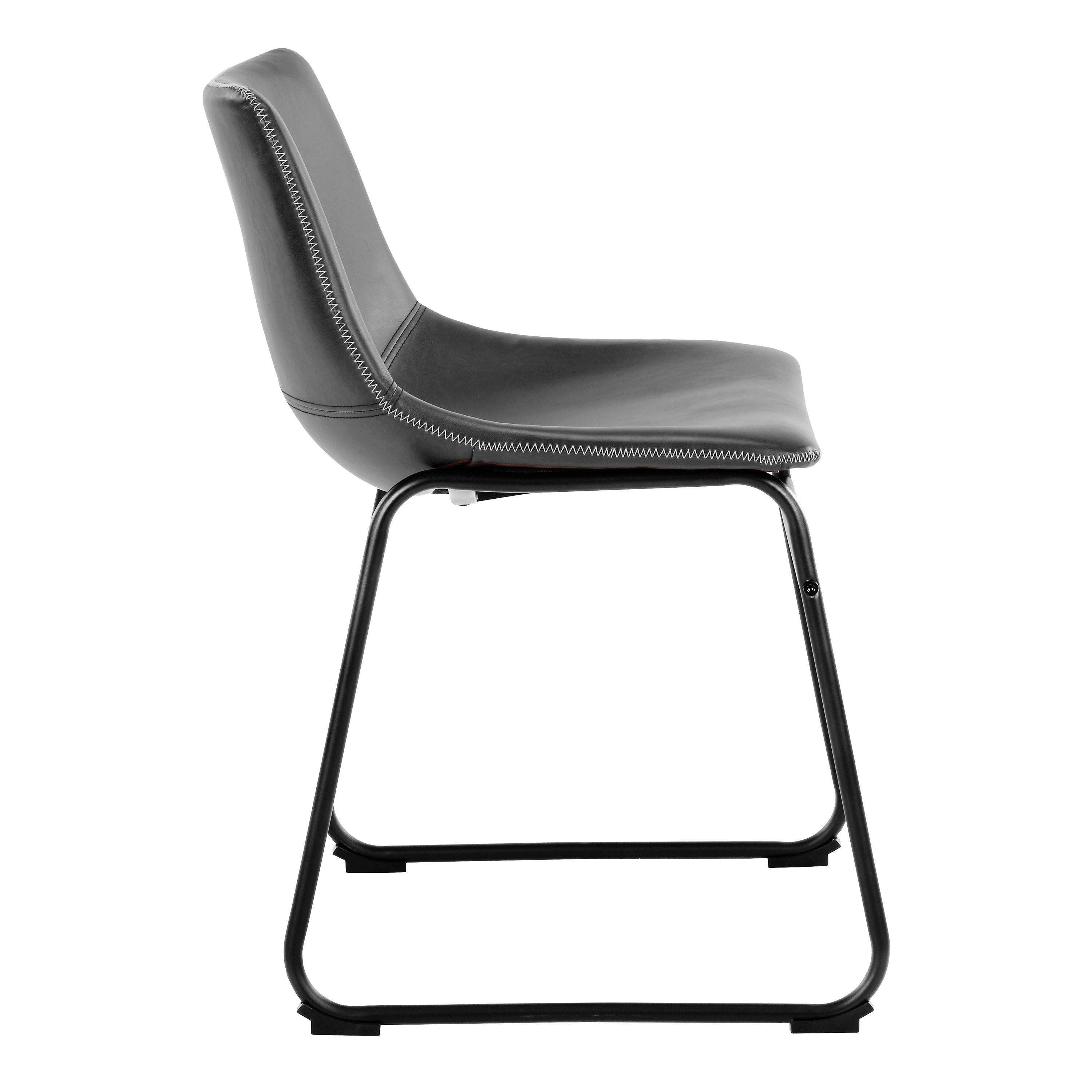I_Oregon Dining Chair in Black with Cream Stitching, Set of 2. - image 3