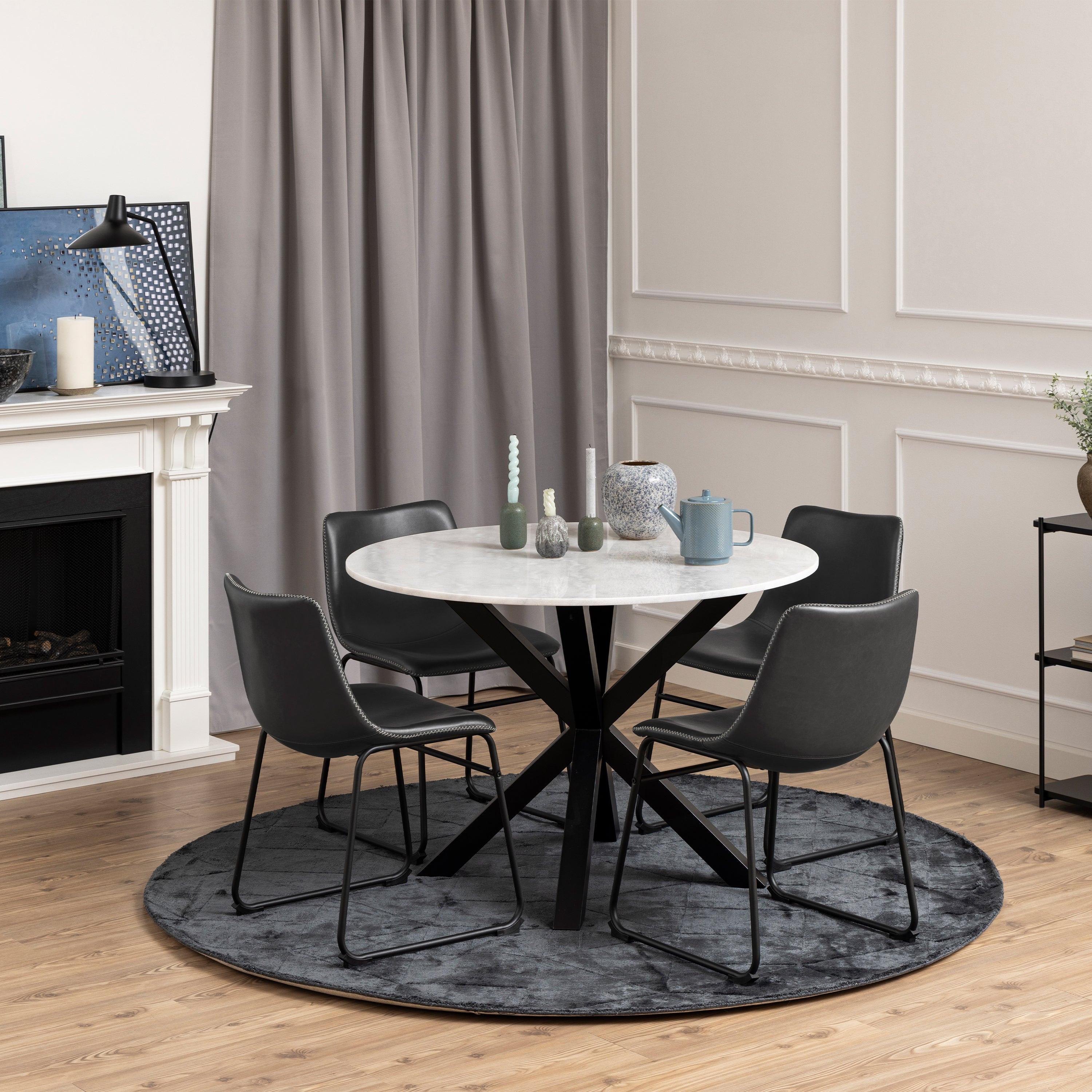 I_Oregon Dining Chair in Black with Cream Stitching, Set of 2. - image 4