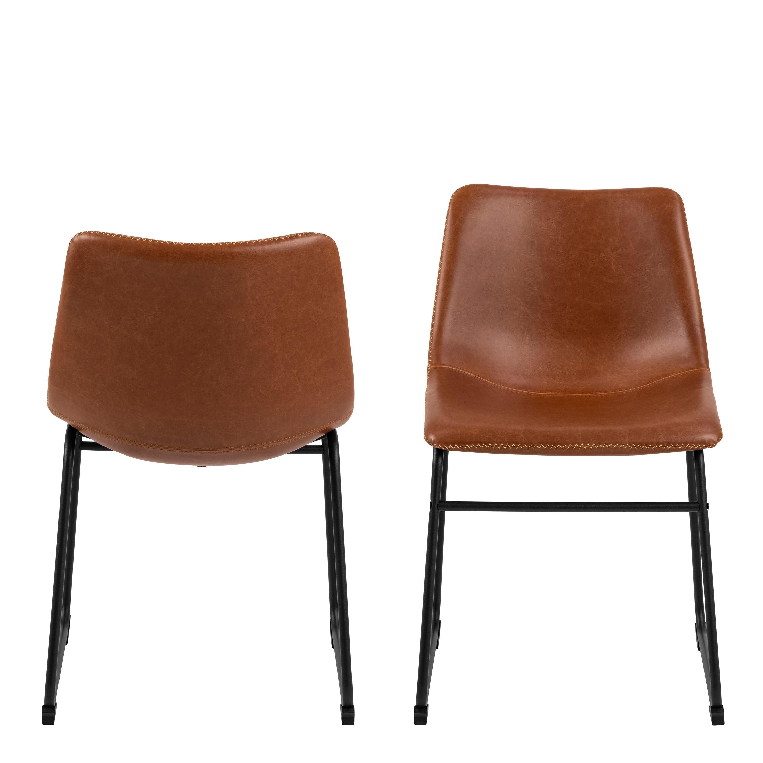 I_Oregon Dining Chair in Brown with Cream Stitching Set of 2. - image 2