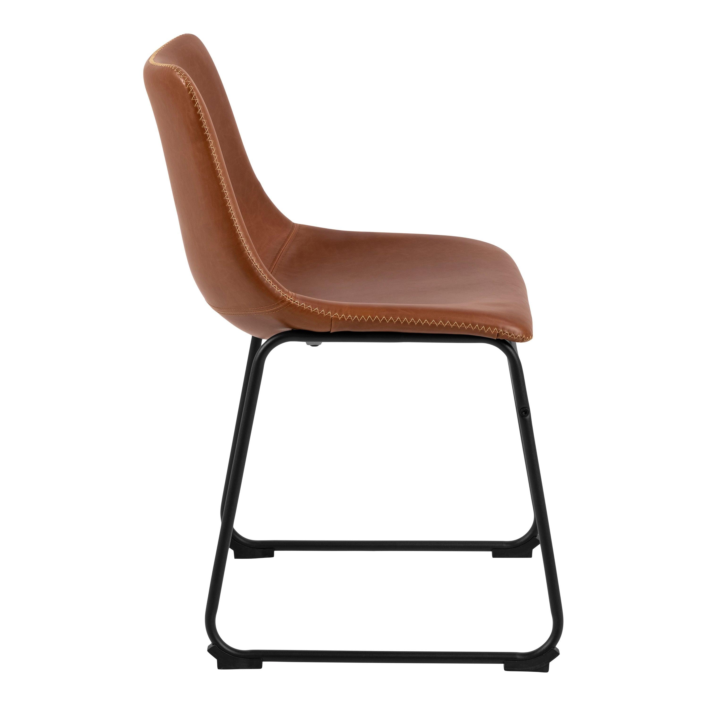 I_Oregon Dining Chair in Brown with Cream Stitching Set of 2. - image 3